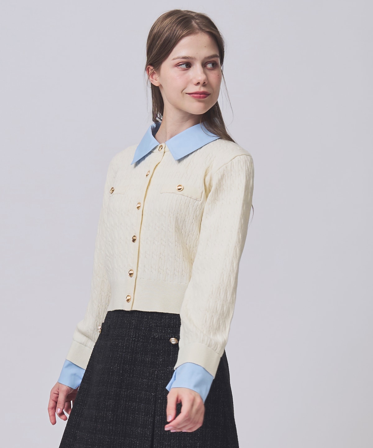 【NEW YEAR SPECIAL ITEM】レイヤードケーブルニットカーディガン