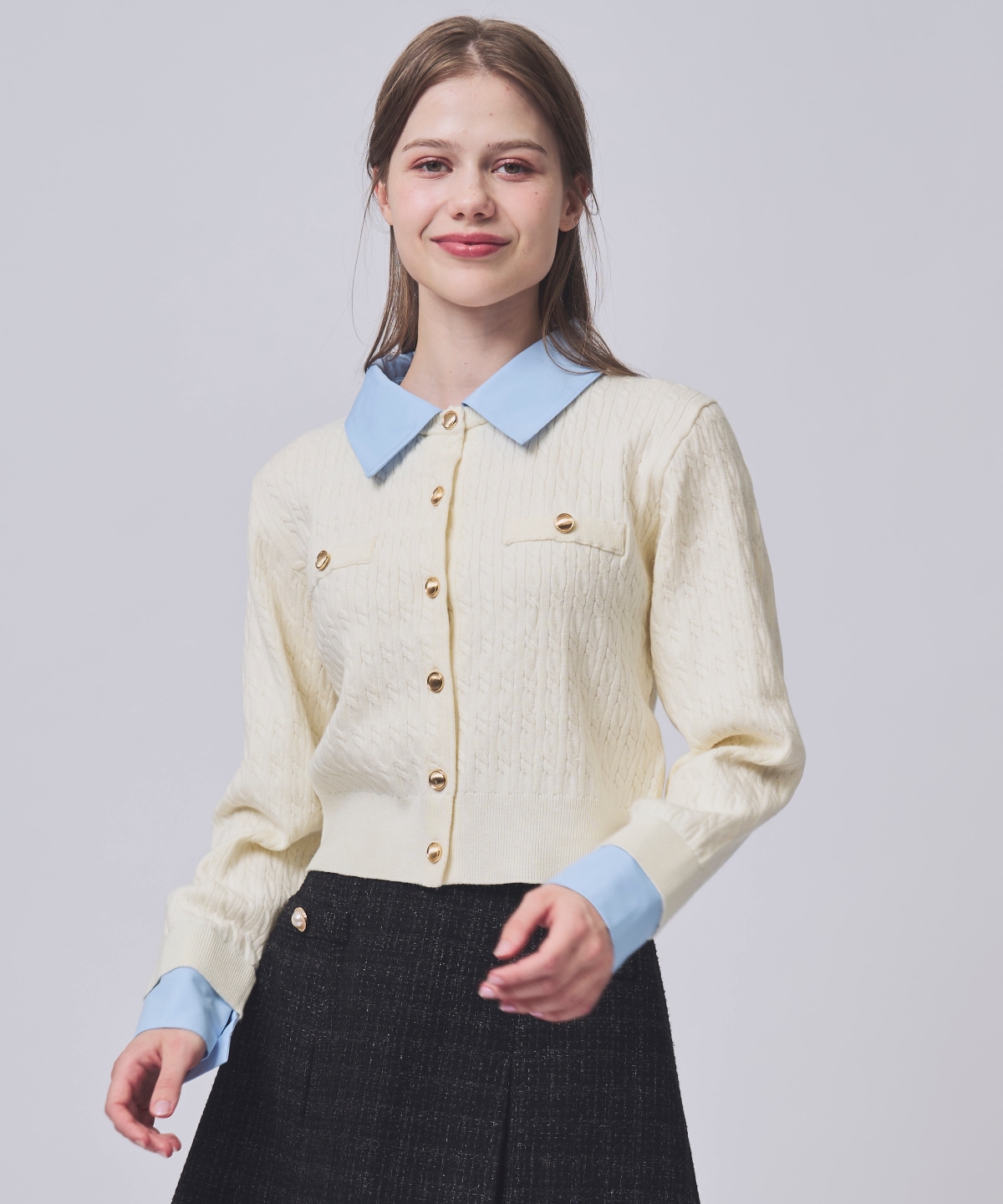 【NEW YEAR SPECIAL ITEM】レイヤードケーブルニットカーディガン