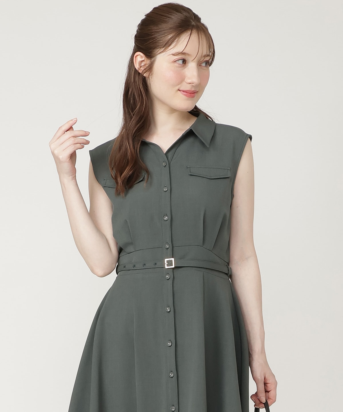 【6/11発売】キーネックノースリシャツワンピース