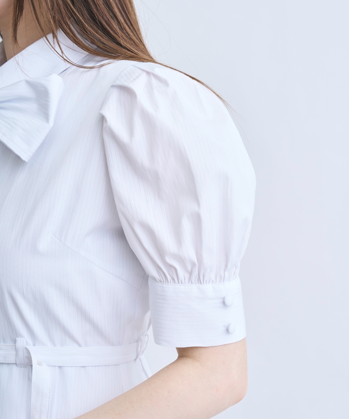 【4/10(Fri)予約開始】リボン付きストライプシャツワンピ―ス