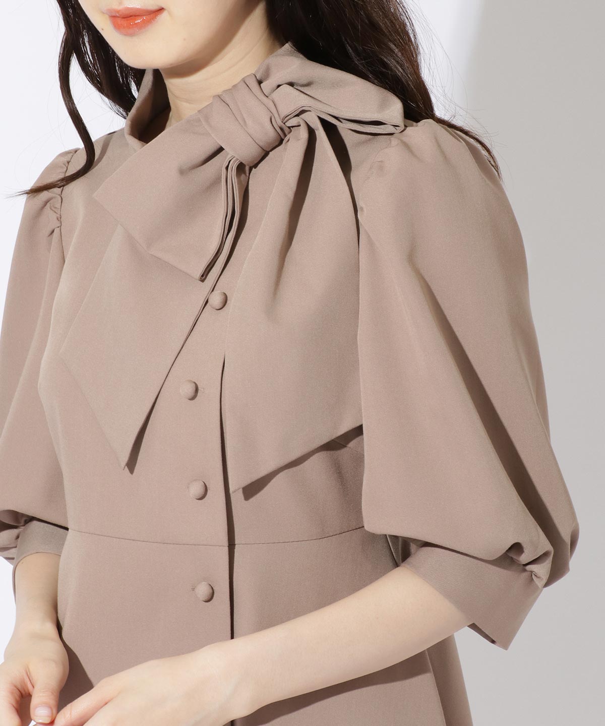 アシメリボンワンピース M モカ Willselection 公式オンラインショップ バーンデストローズ