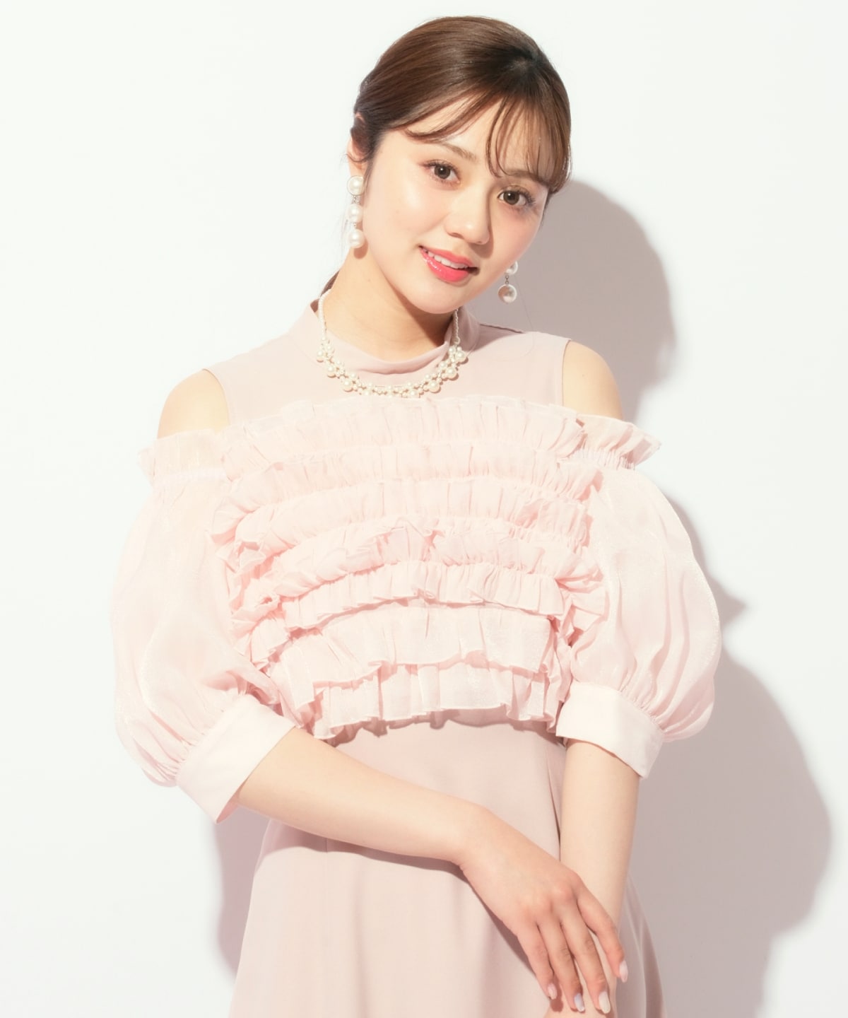 オフショル袖ボリュームドレス