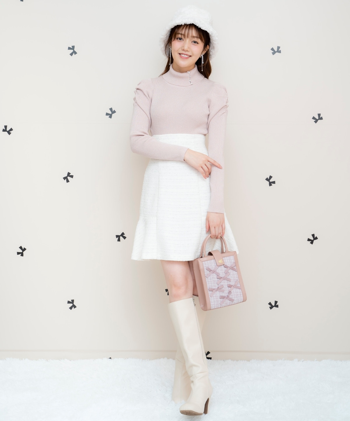 2wayツイードリボンバッグ