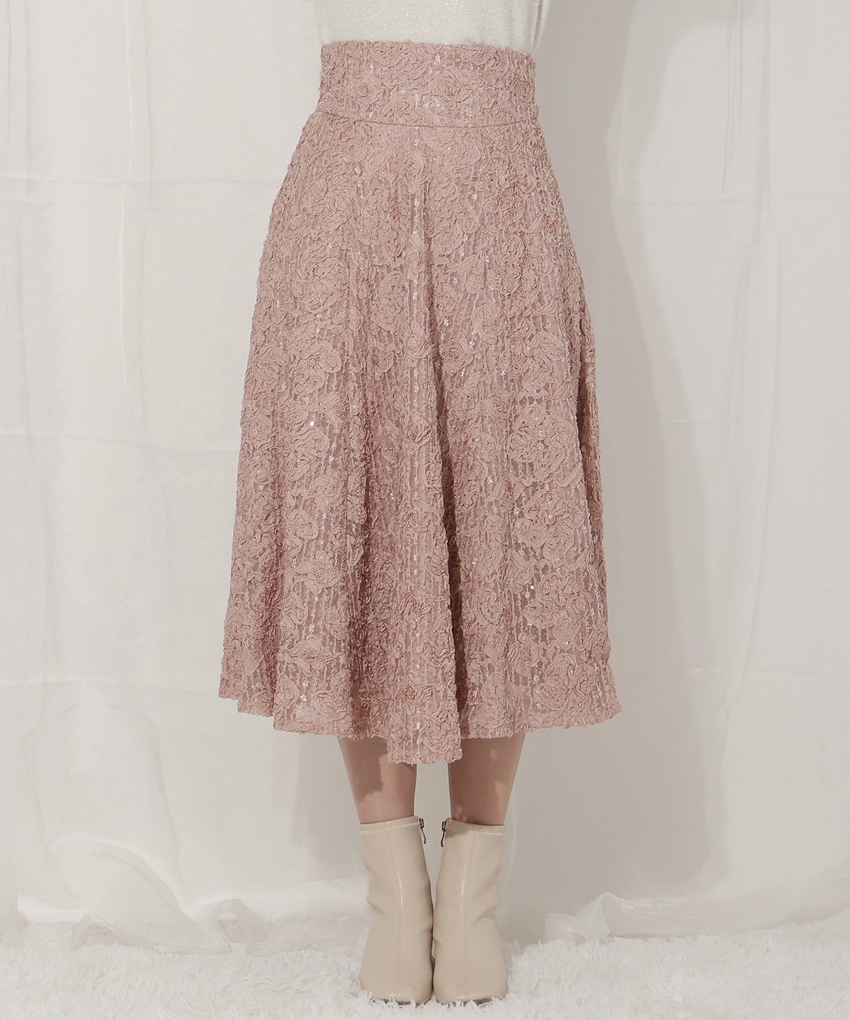 キラキラフラワーチュールフレアスカート