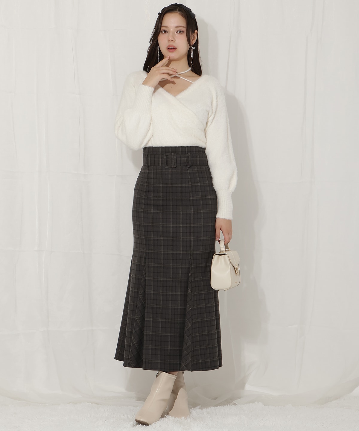 ベルト付きハイウエストマーメイドスカート