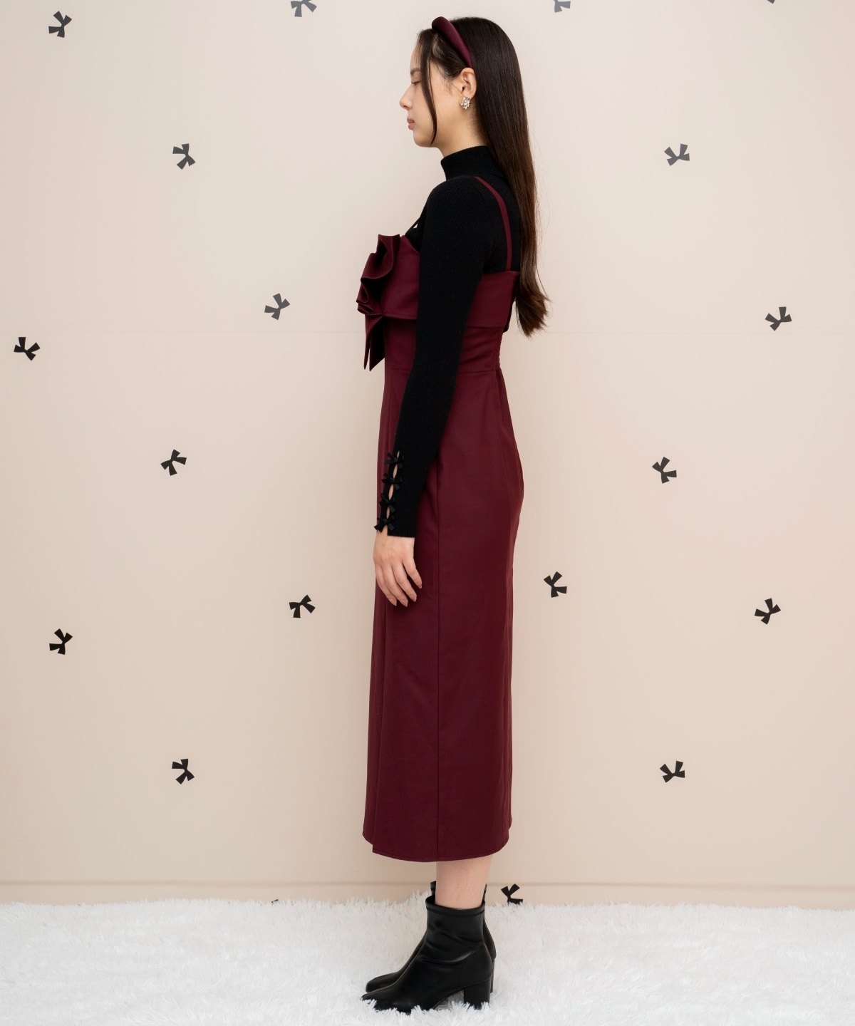 ドレープリボンIラインワンピース