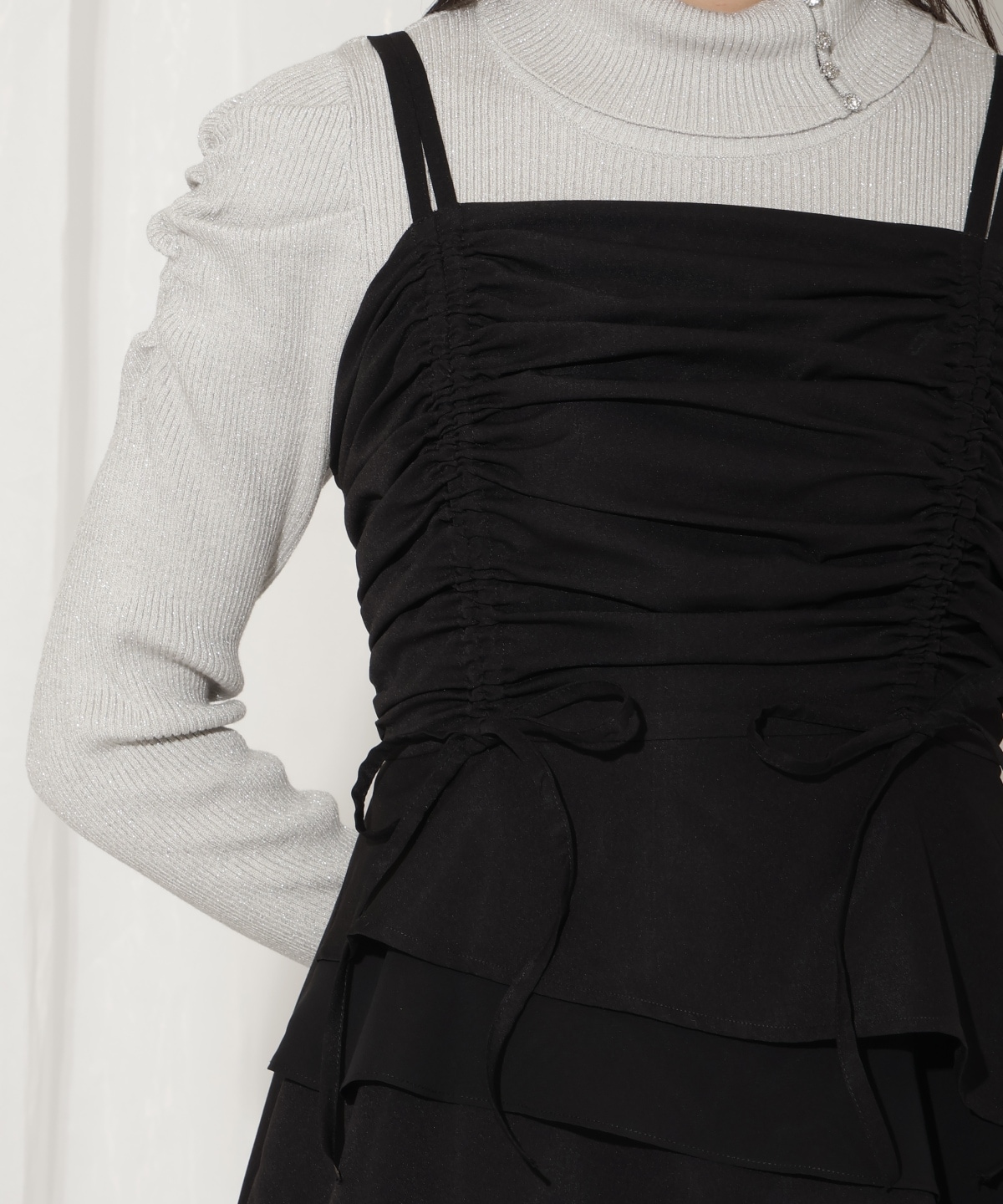 ティアードギャザーキャミワンピース