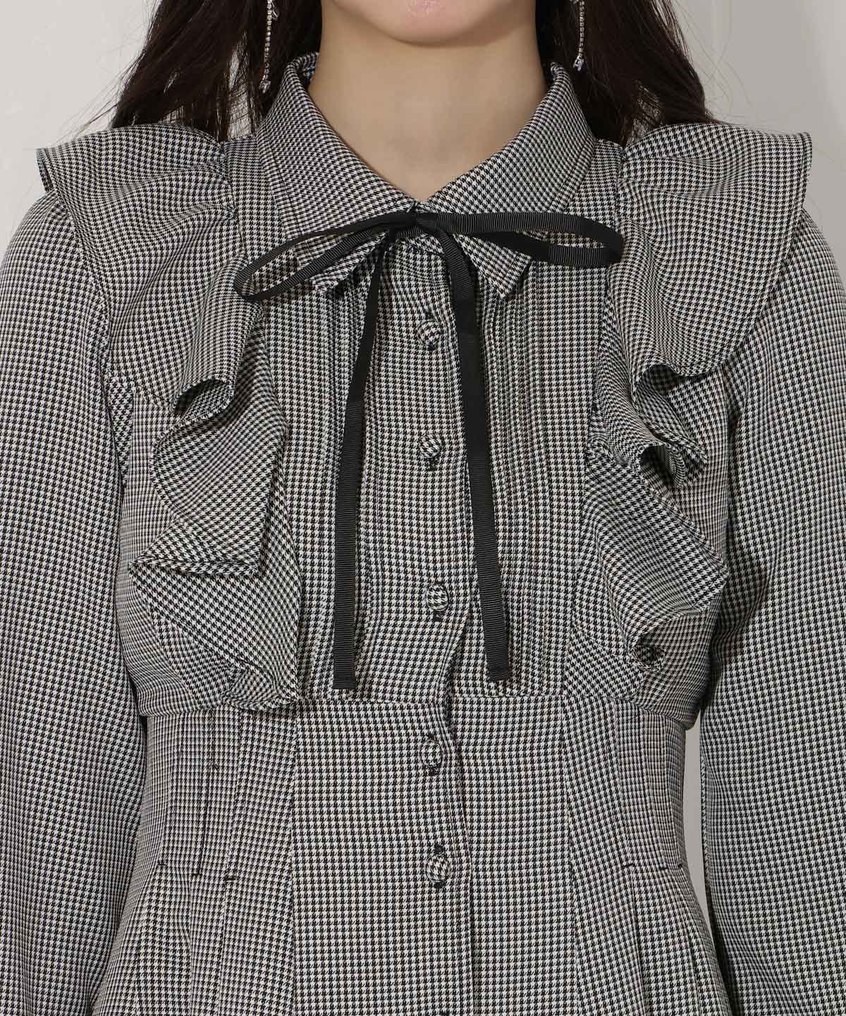 ラッフルフリルタックウエストシャツワンピース