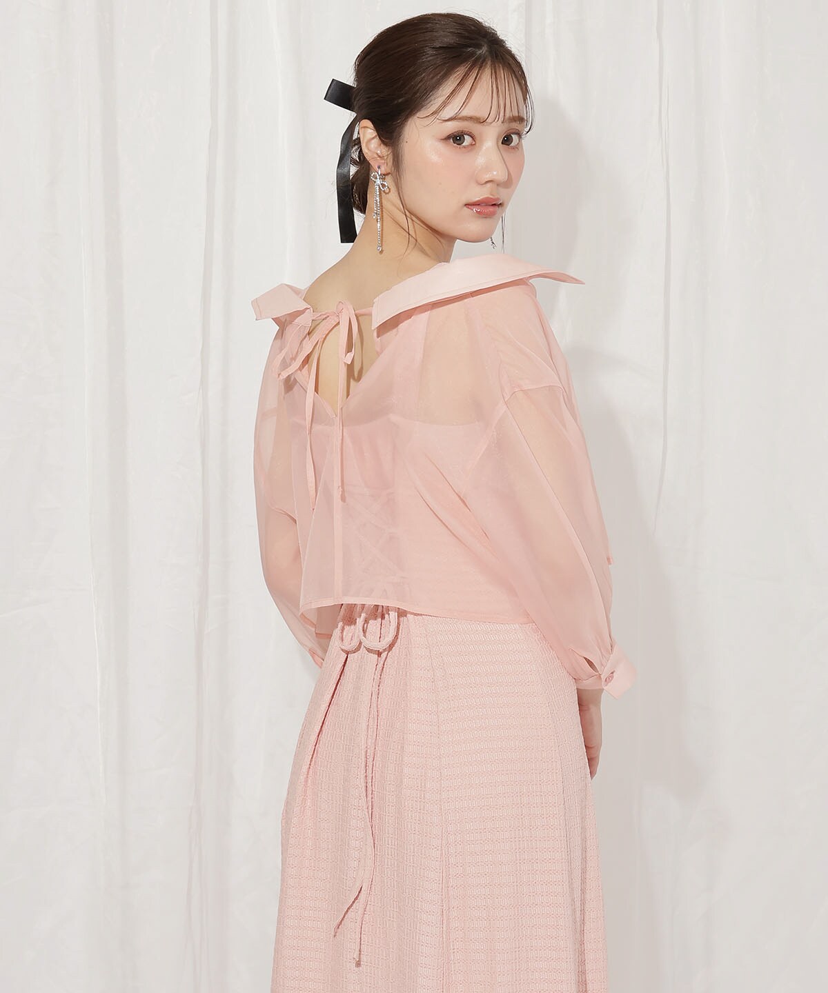 シアーブラウス×カットソーマーメイドワンピース