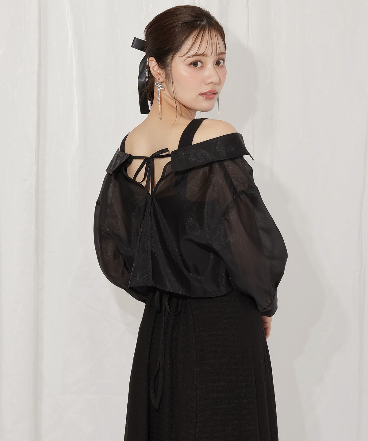 シアーブラウス×カットソーマーメイドワンピース