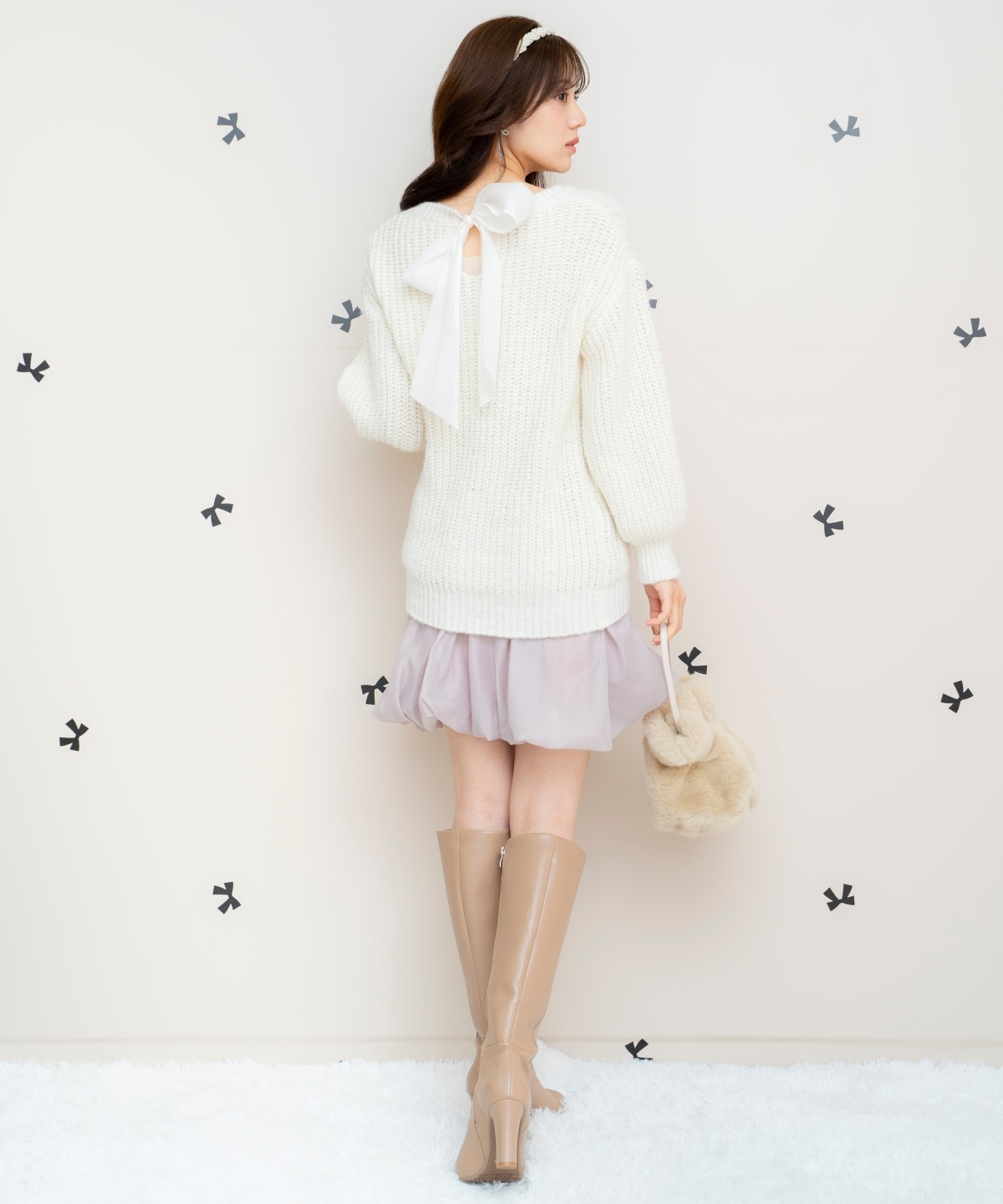 ニットプルオーバー×バルーンスカートセット