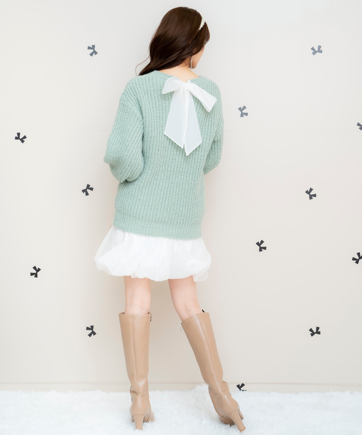 ニットプルオーバー×バルーンスカートセット