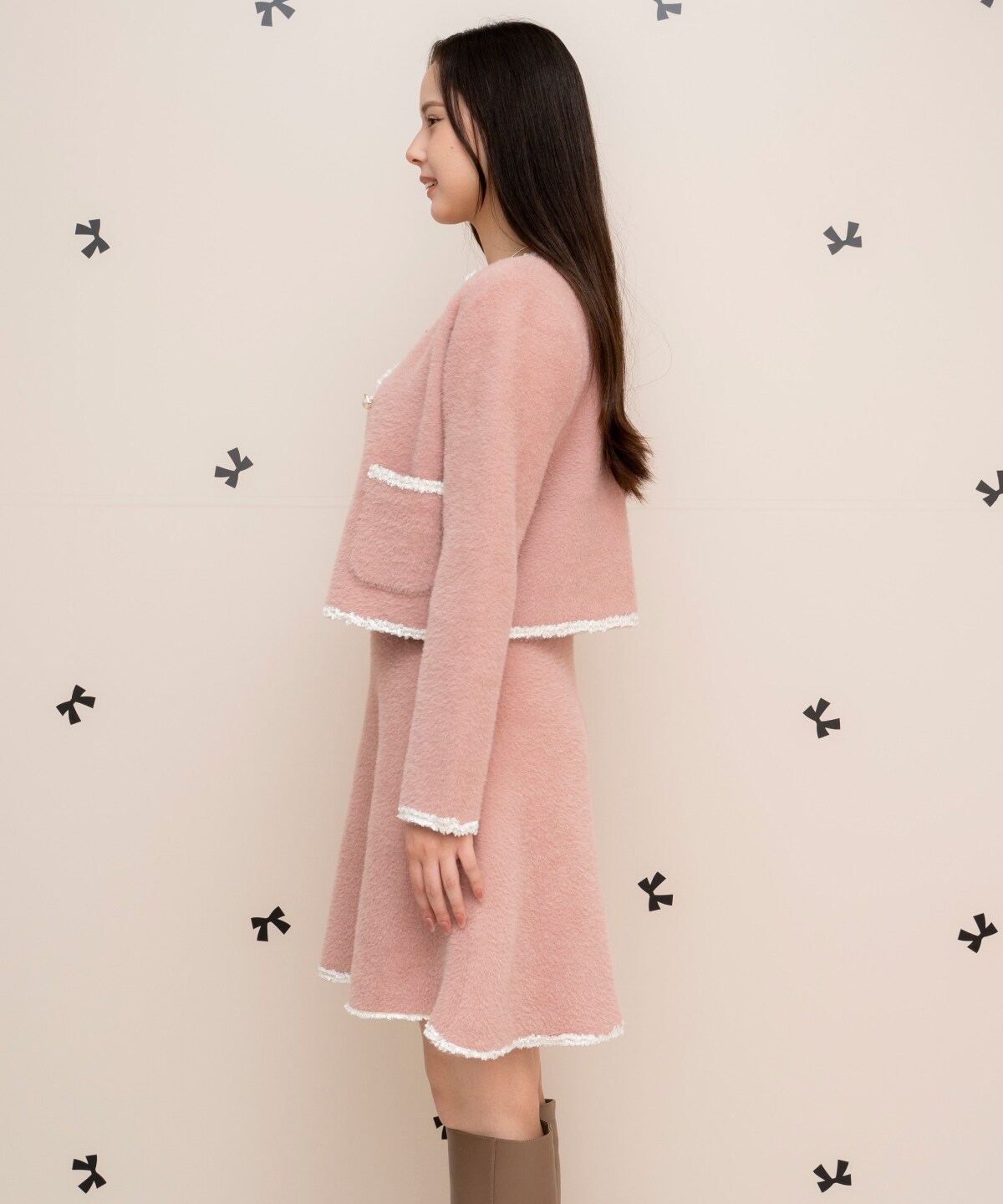 ブレード付きフェザーヤーンジャケット×ワンピース