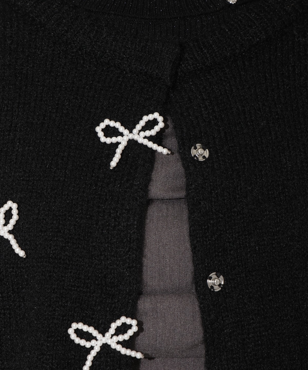 リボンパーツ付きカーディガン