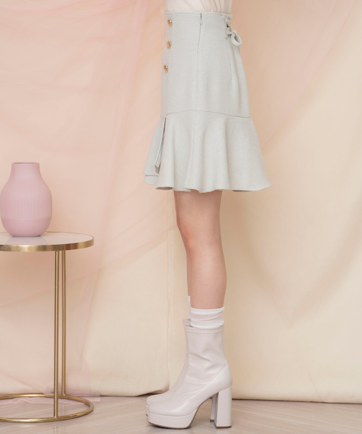 アシメヘムツイードミニスカート