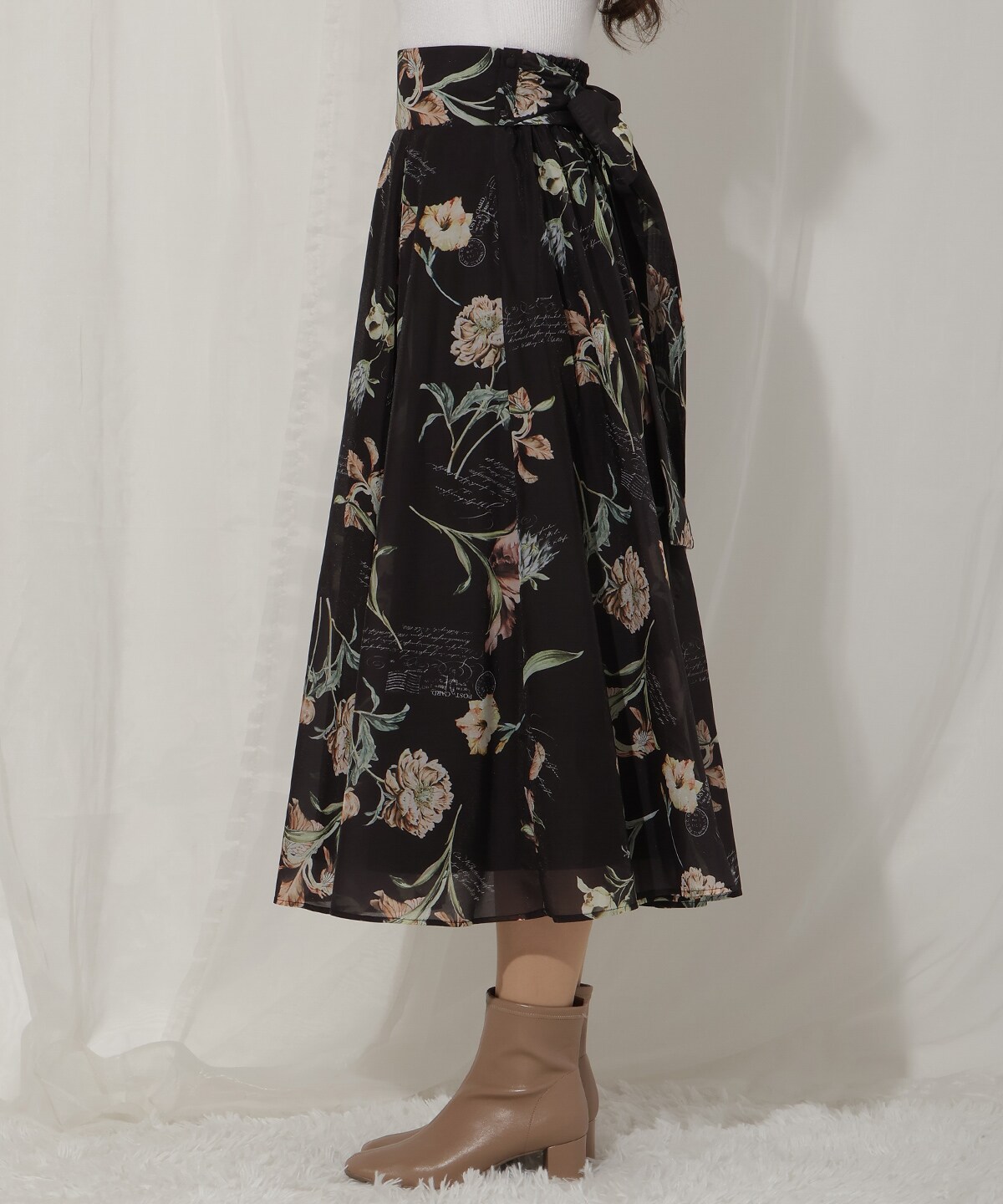 ビッグリボンシアーフラワースカート