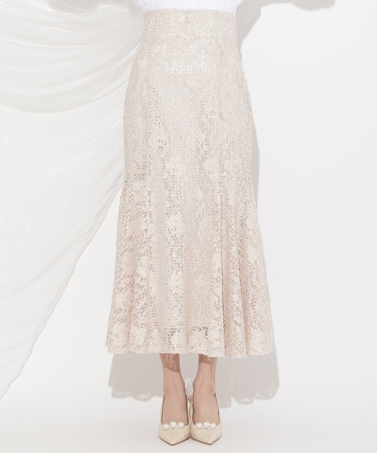 スパンコールレースマーメイドスカート