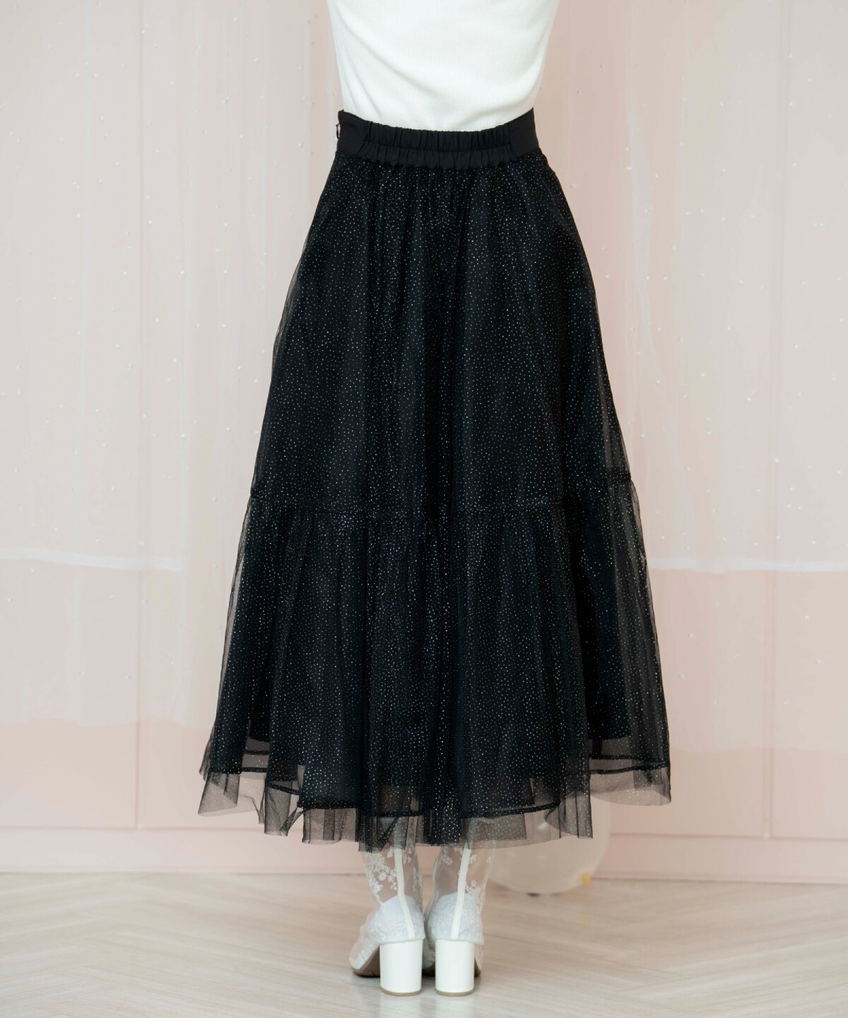 ラメチュールティアードスカート