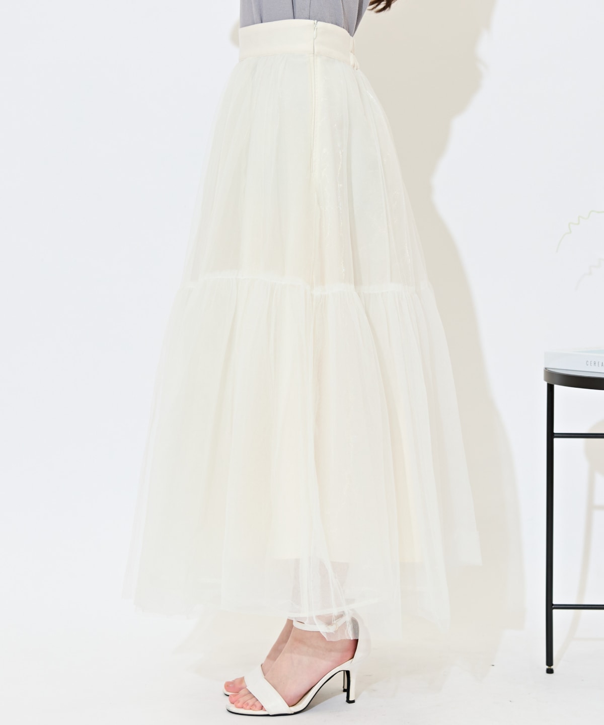 ニュアンスカラーチュールティアードスカート