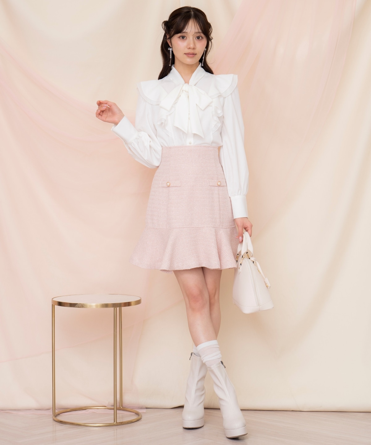 ラメツイードフレアミニスカート