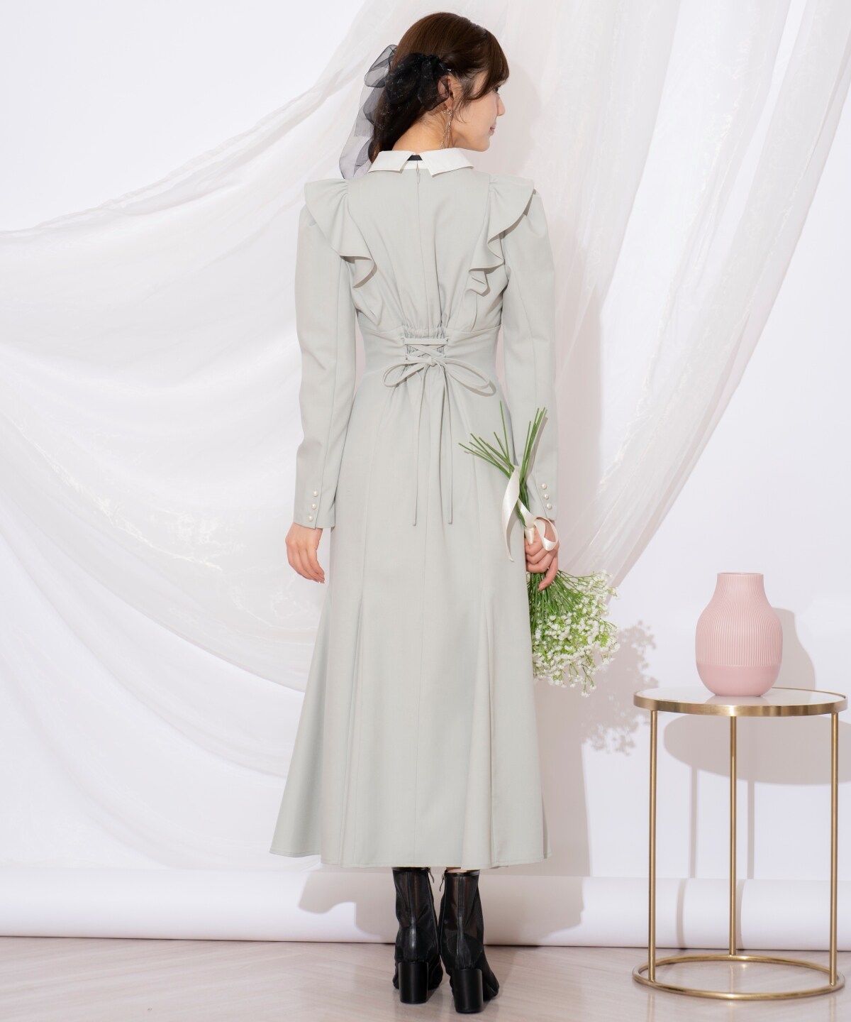 配色ヨークマーメイドワンピース