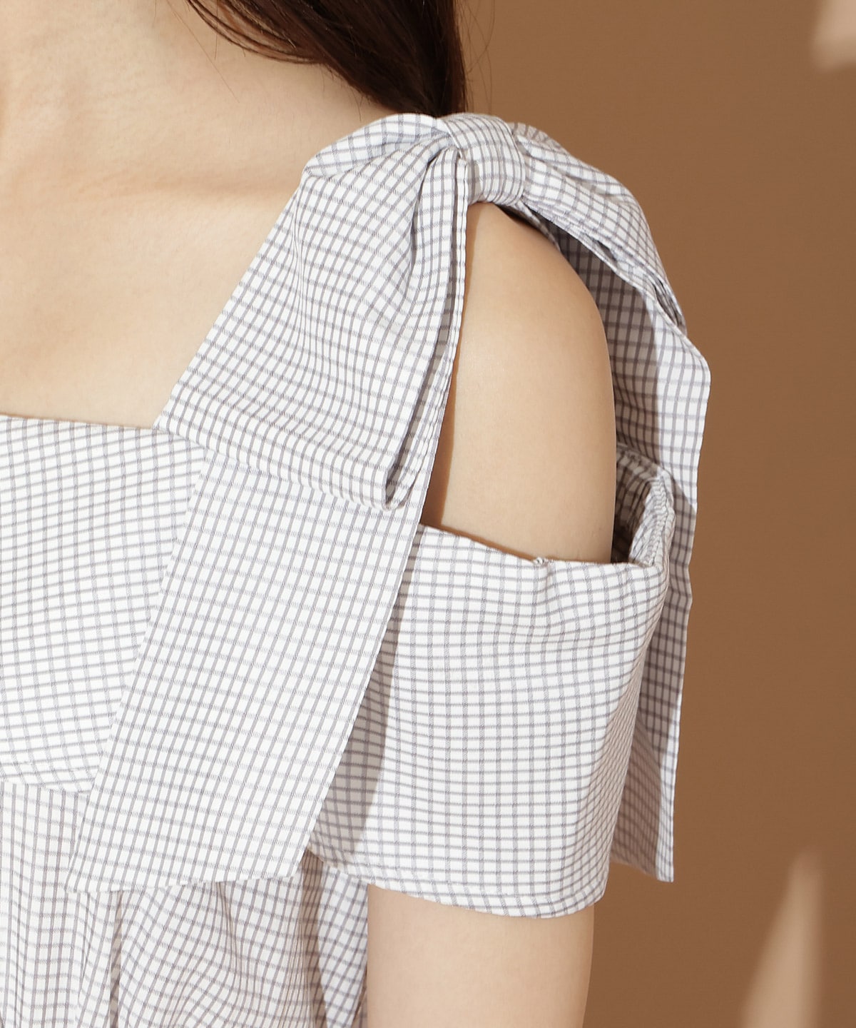 リボンストラップオフショルシャツワンピース