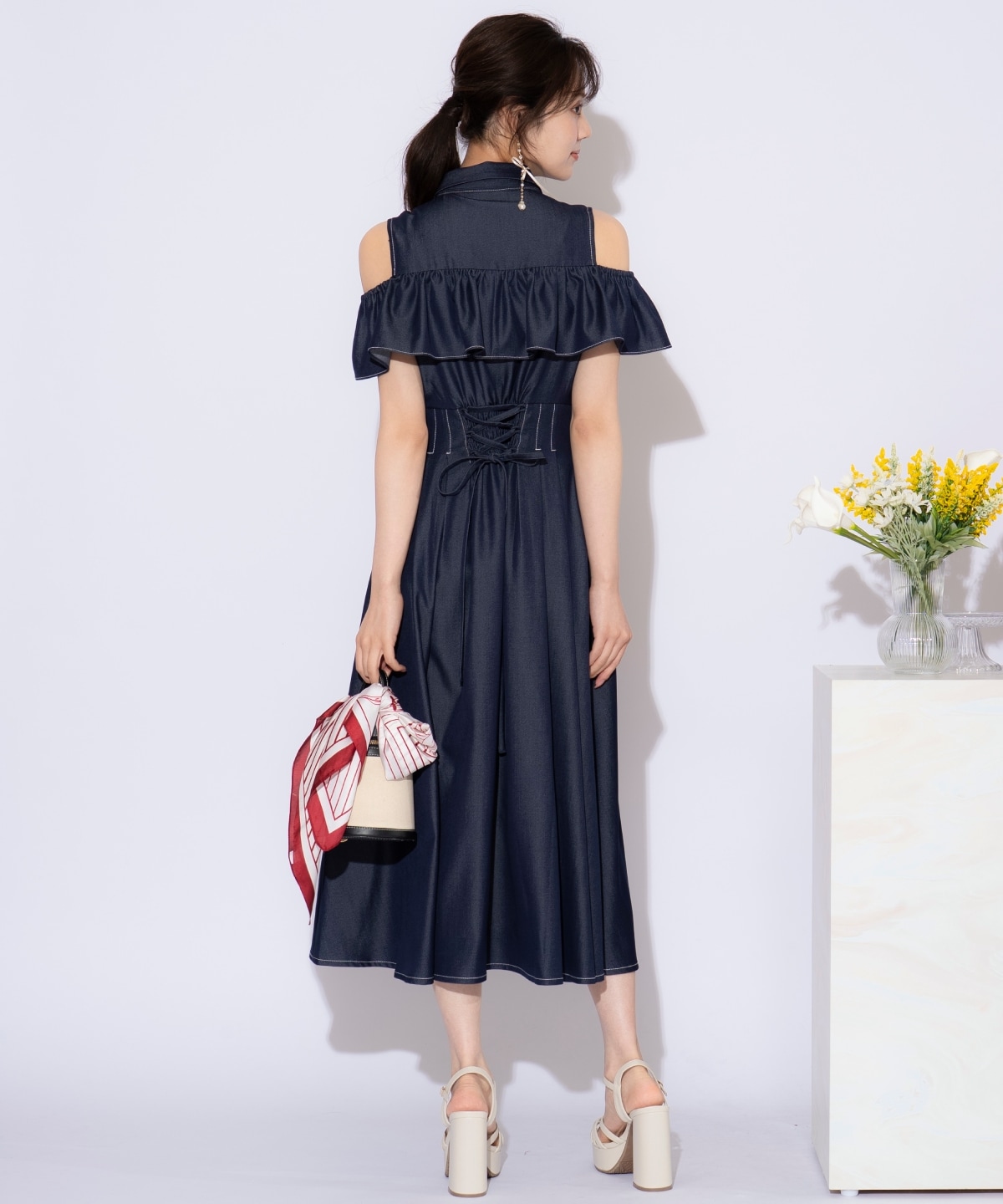 ２WAYスリーブストライプシャツワンピース