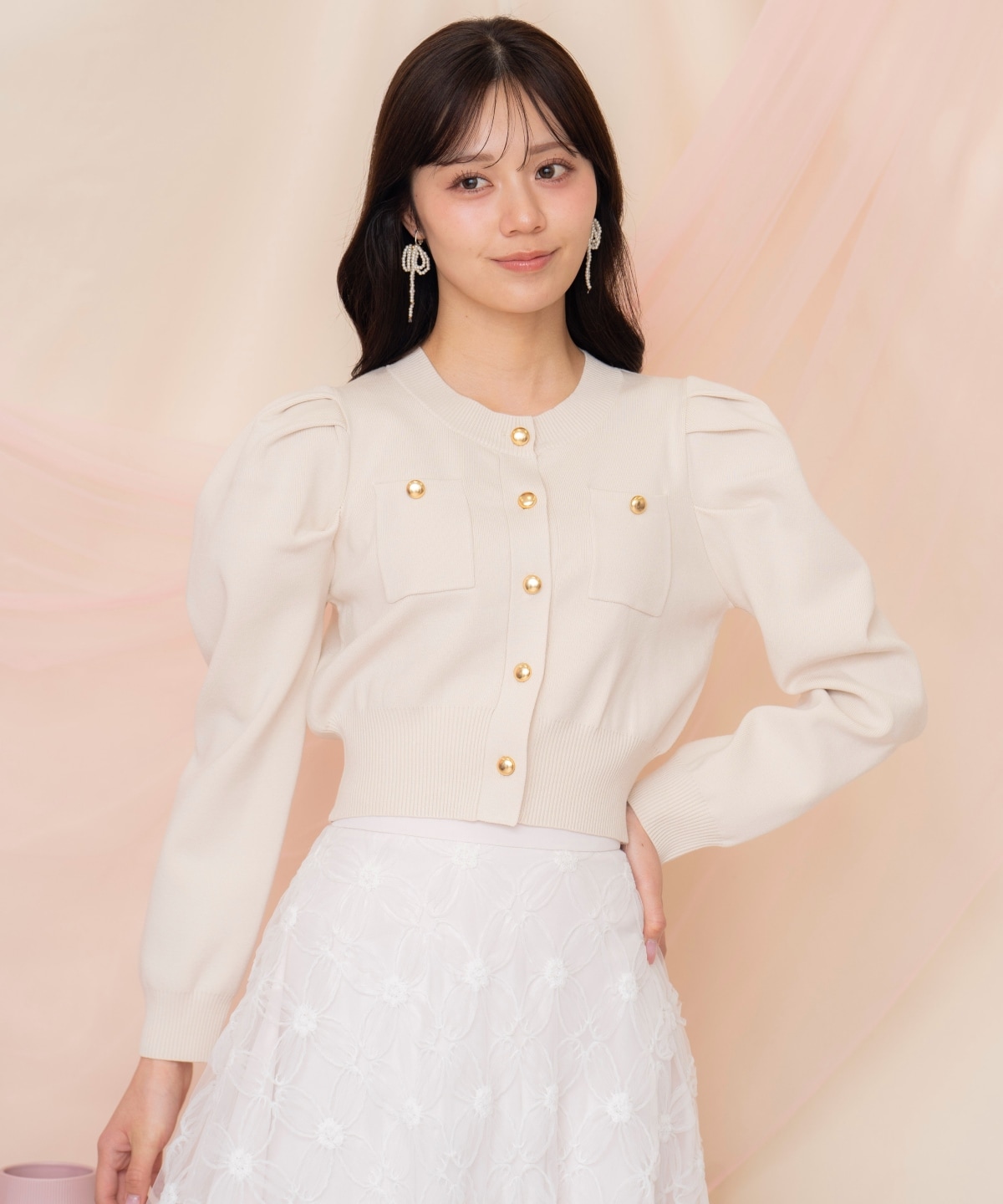 ポケットデザインタックスリーブカーディガン