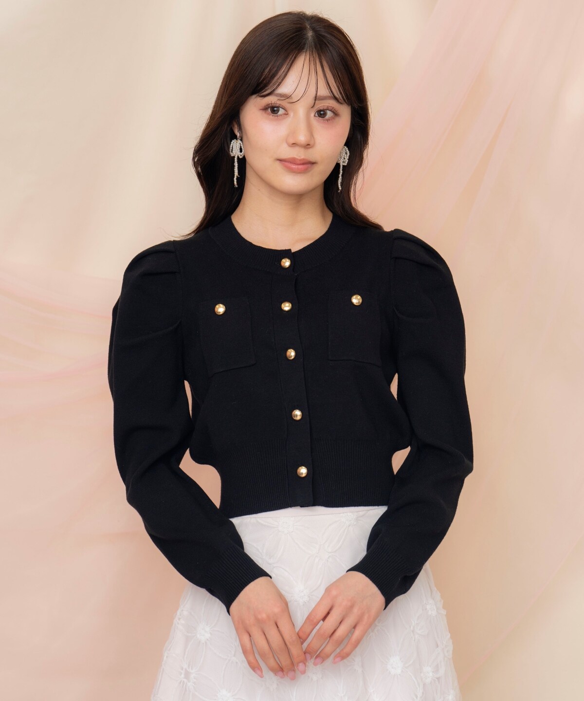 ポケットデザインタックスリーブカーディガン