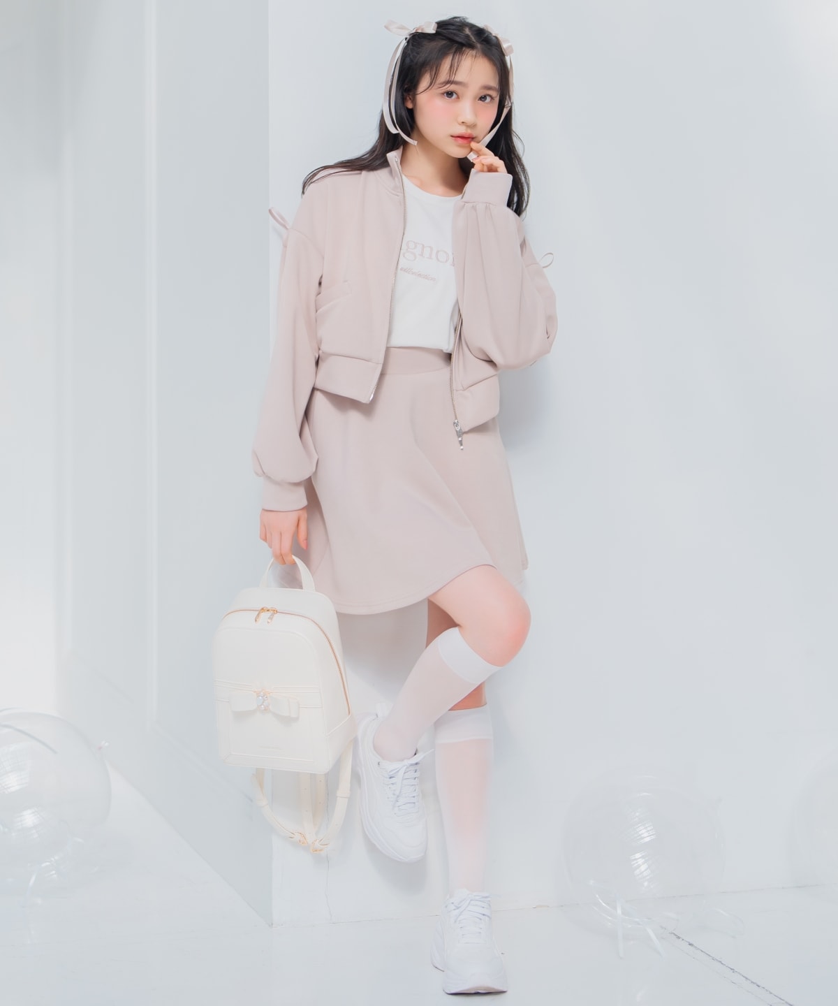 ロゴ刺繍リボントラックジャケット