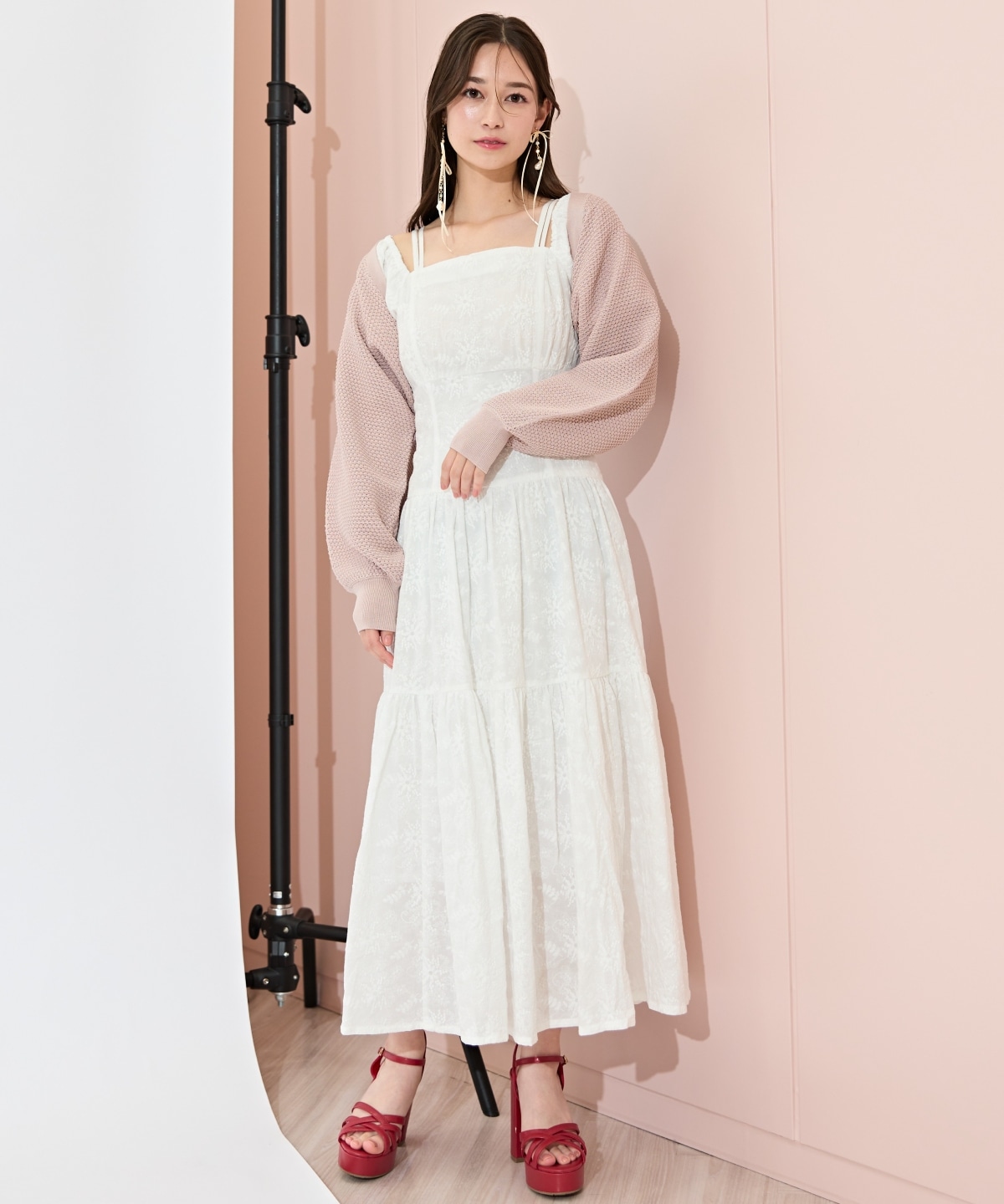 ショート丈柄編みボレロ