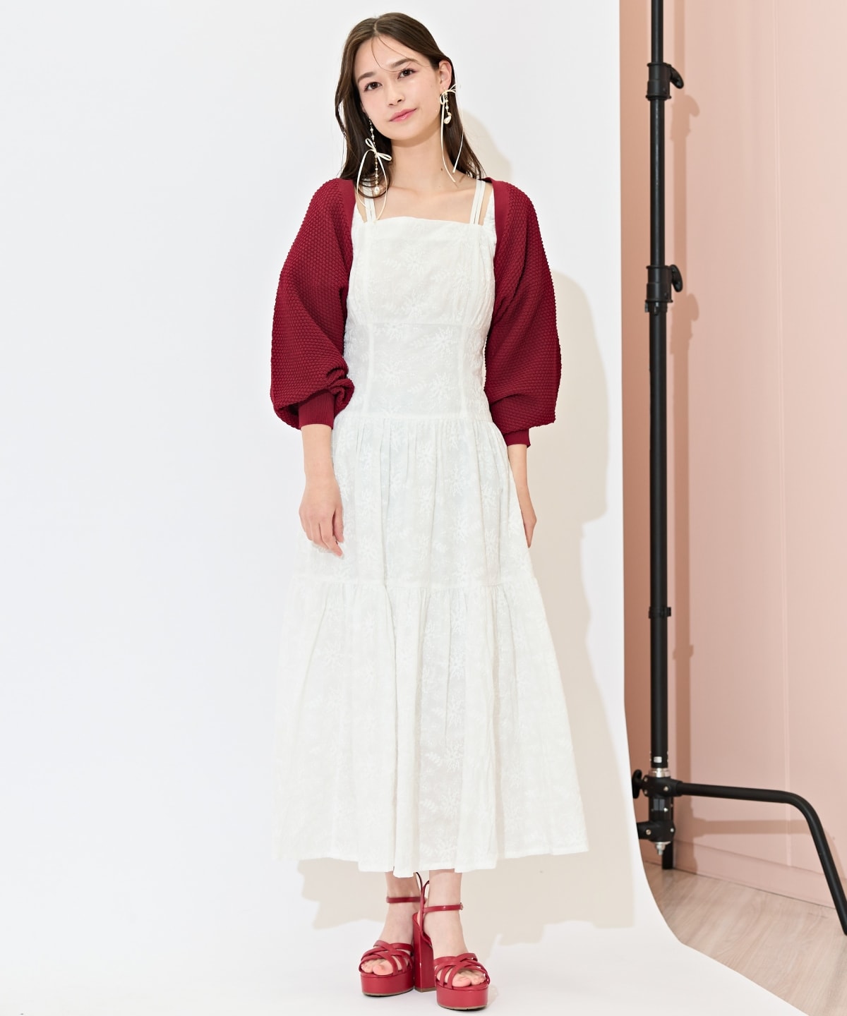 ショート丈柄編みボレロ