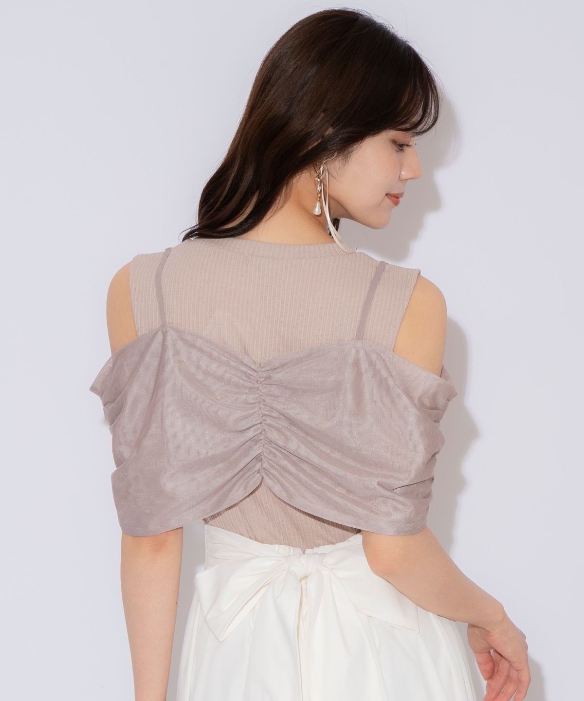 リボンレイヤードカットトップス