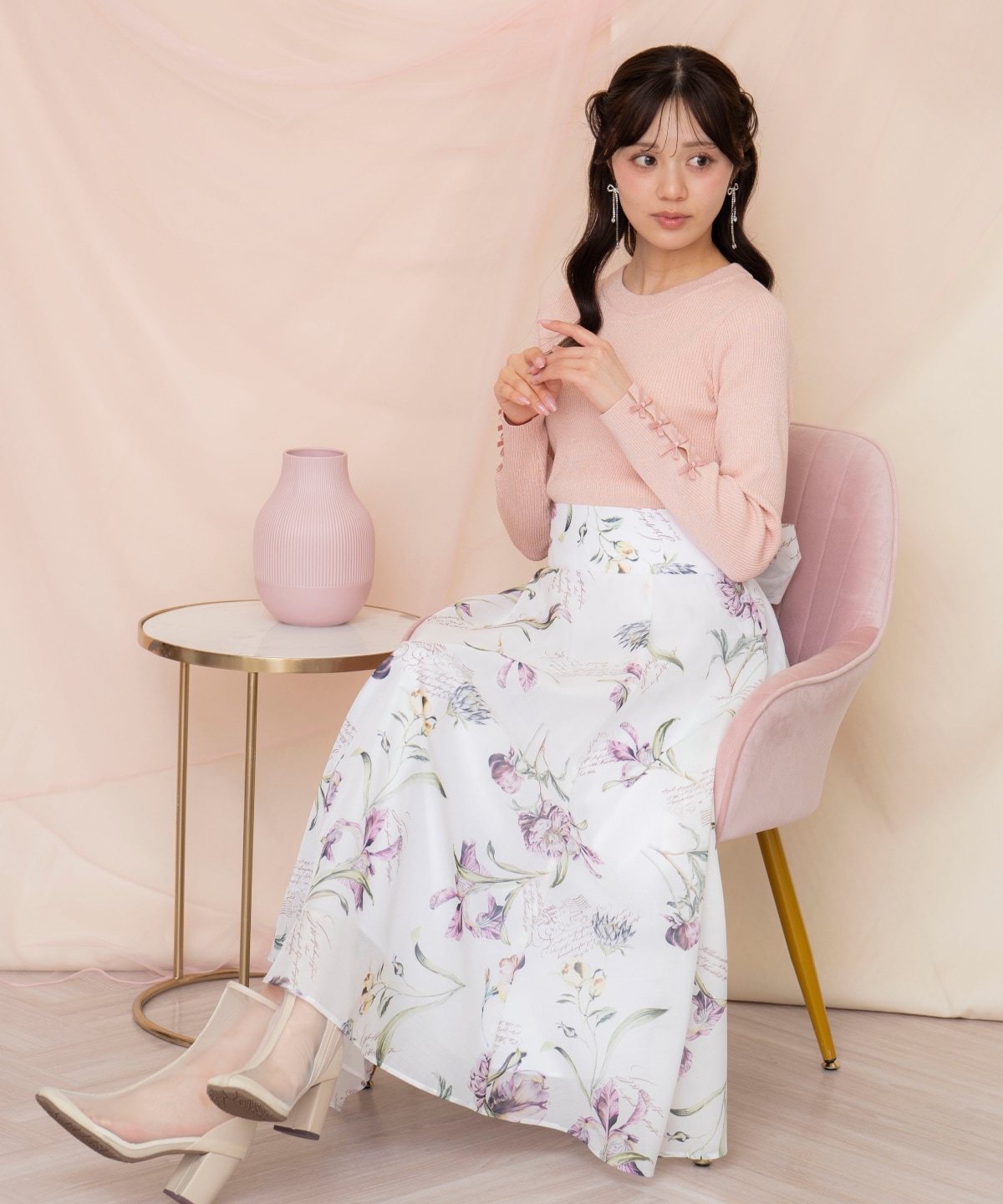 【なくなり次第終了】袖リボンボトルネックニット