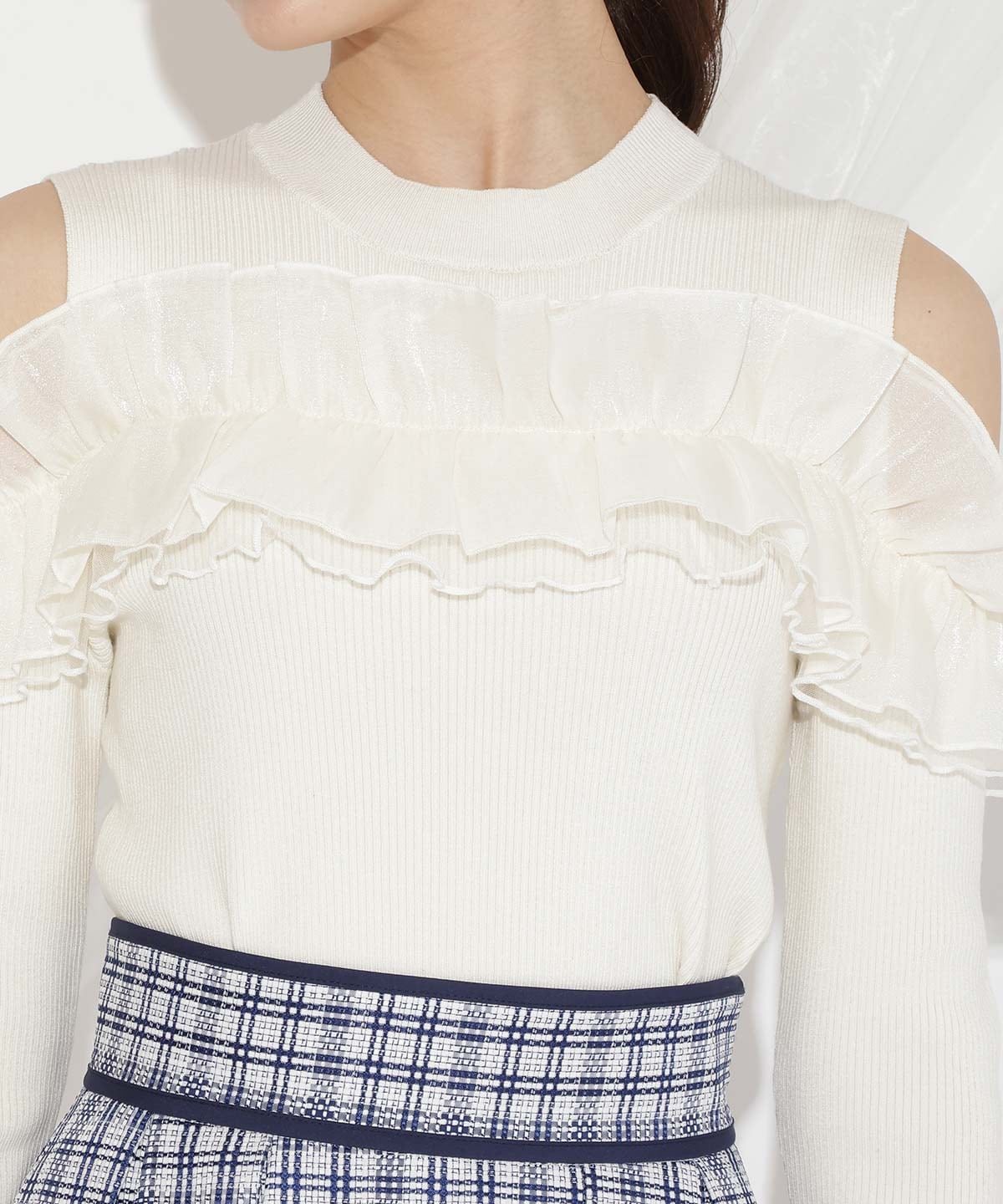 フリルドッキングリブニット