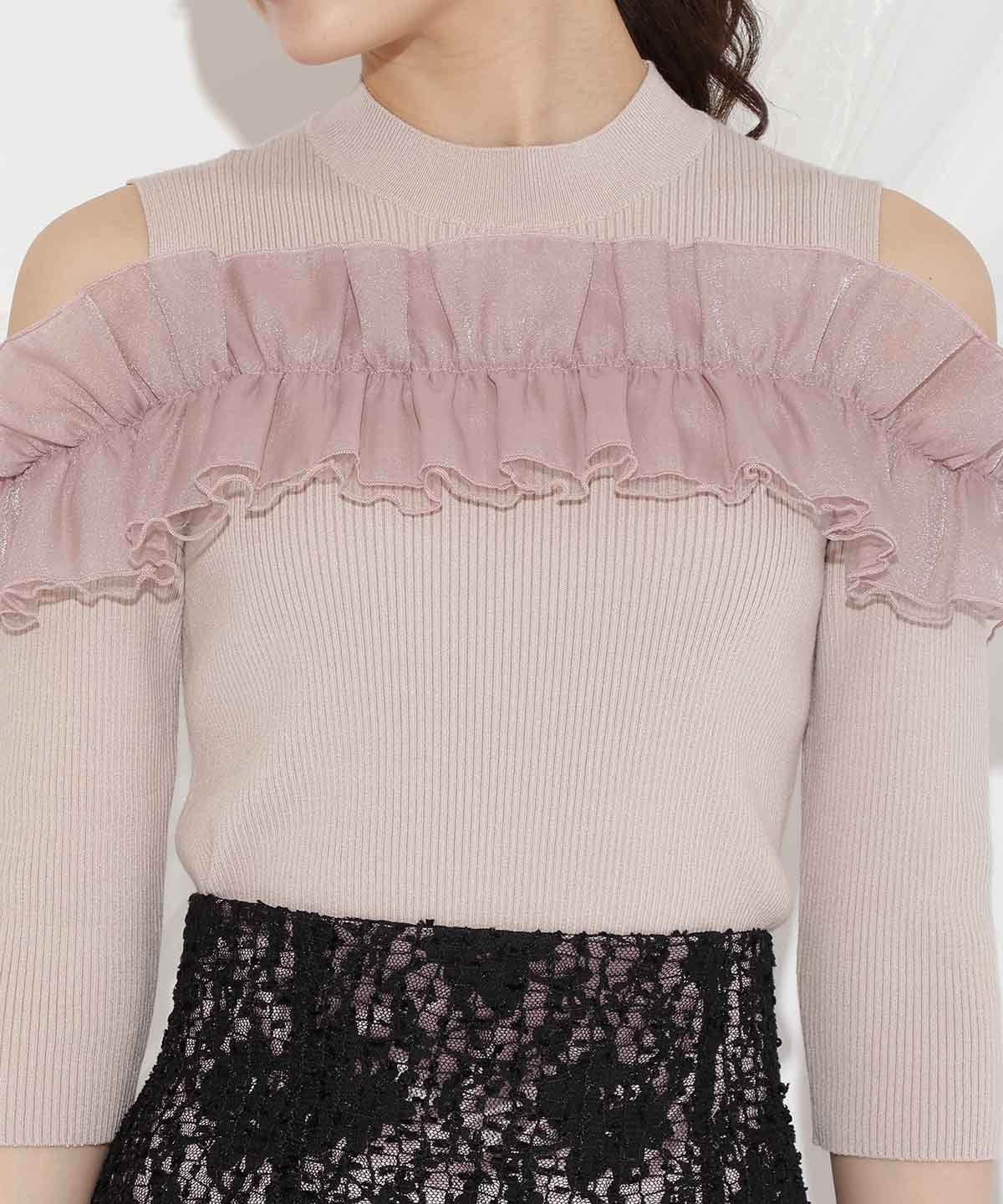 フリルドッキングリブニット