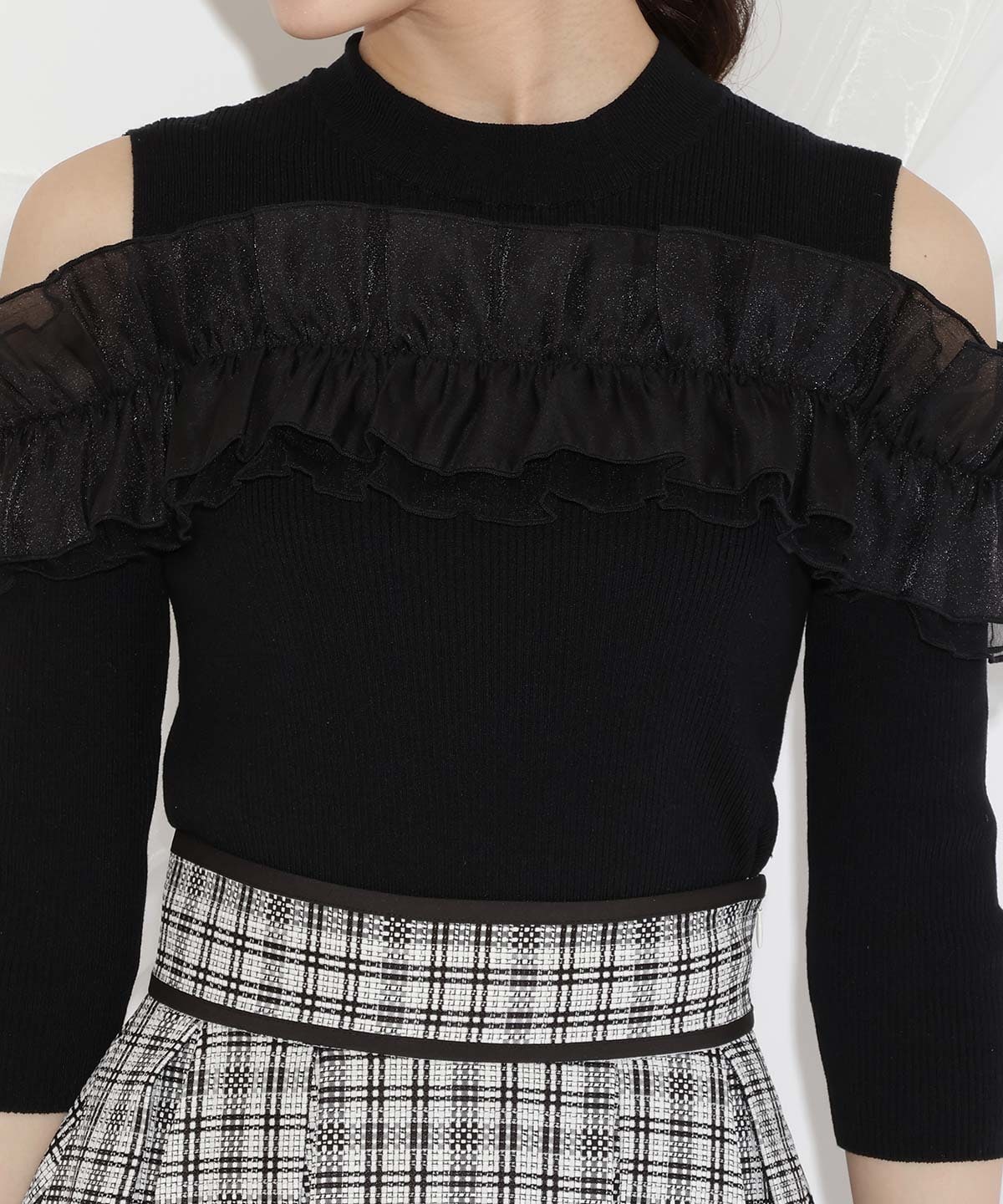 フリルドッキングリブニット