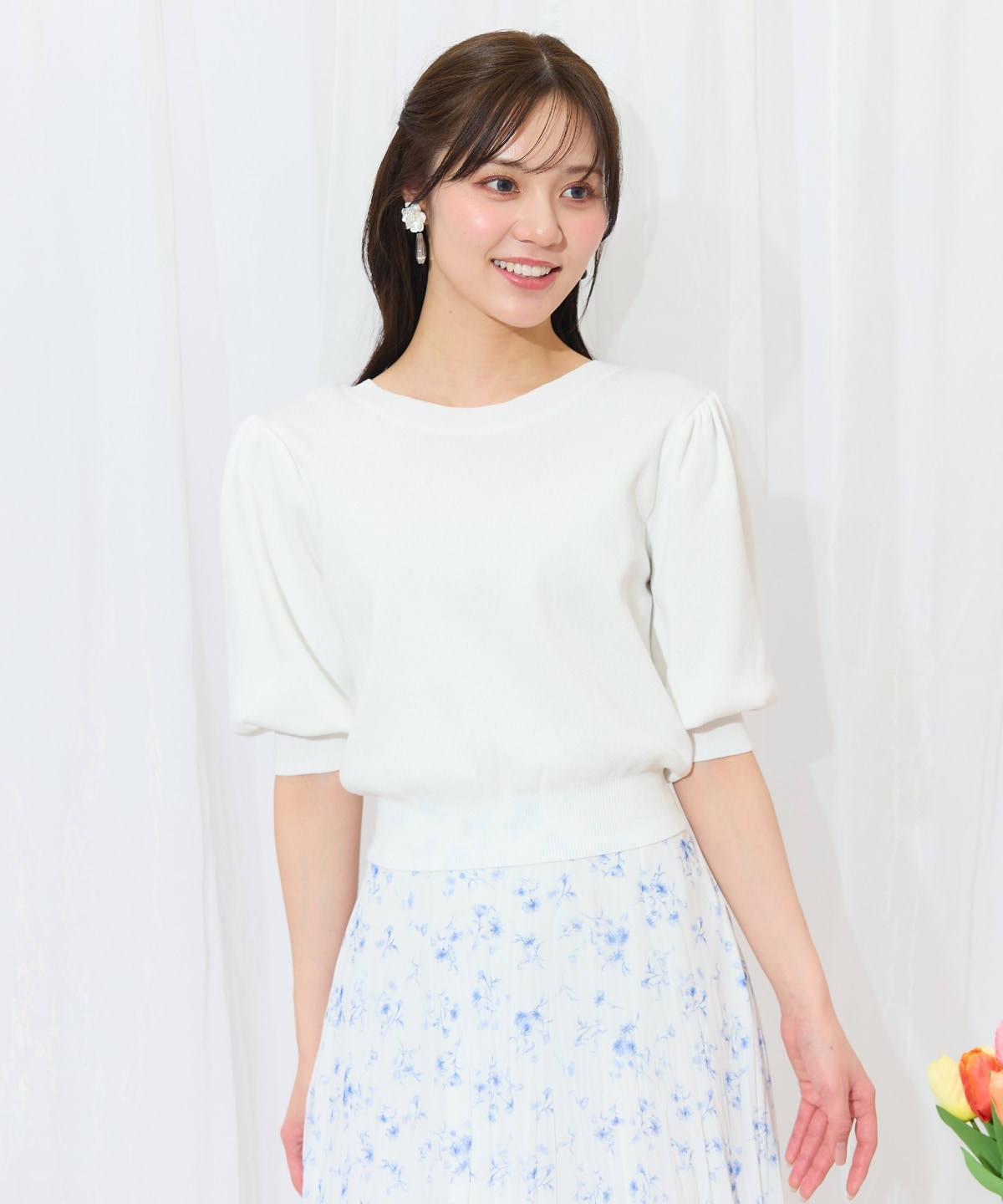 2WAYリボンラメニットプルオーバー