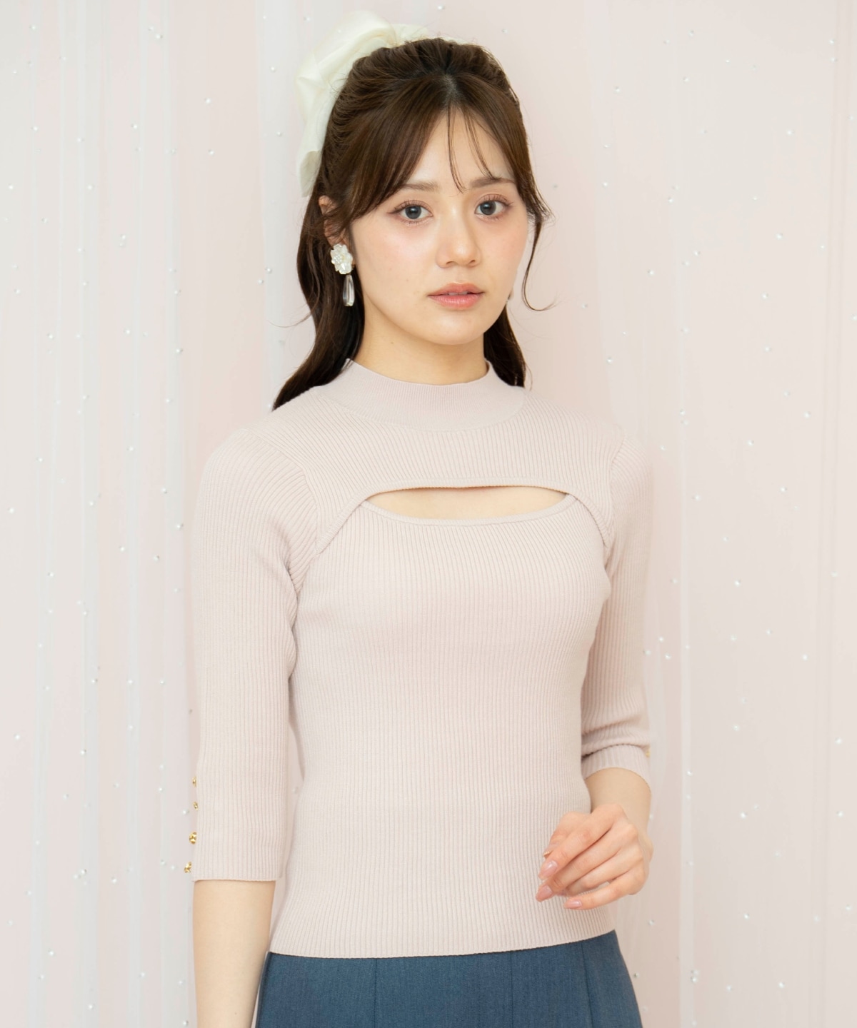 デコルテオープンハイネックプルオーバー