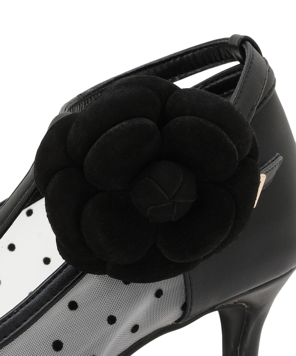 フラワーモチーフドットチュールパンプス