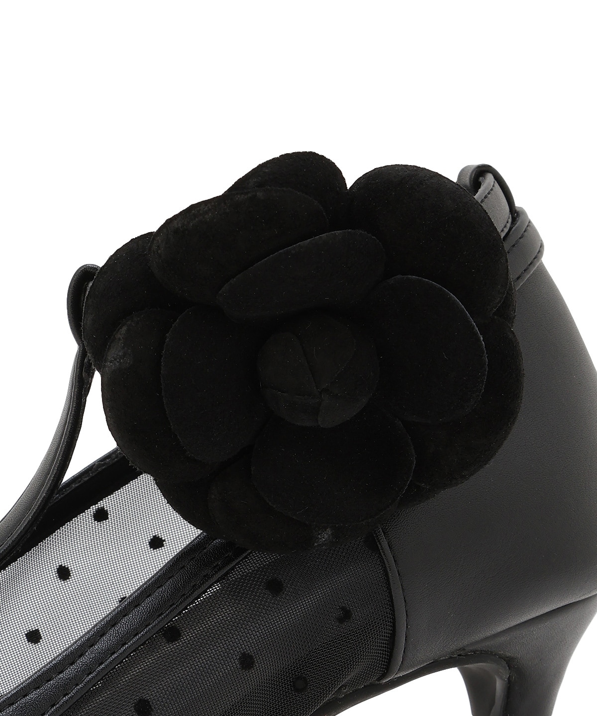 フラワーモチーフドットチュールパンプス