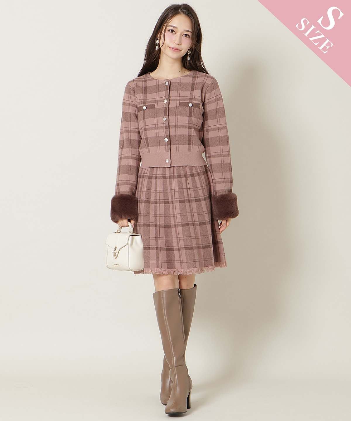 【新色追加】チェック柄ニットフレアスカート