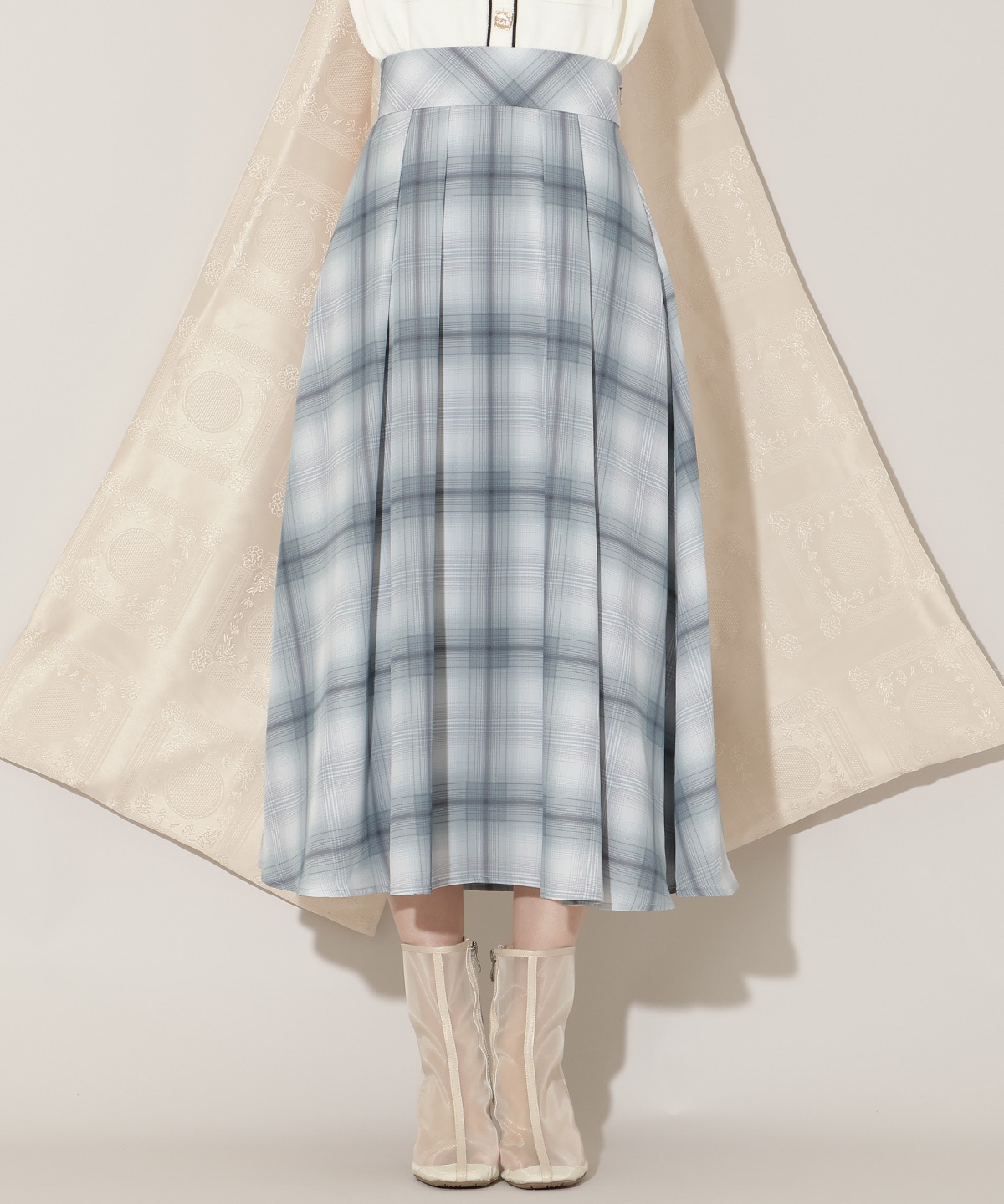 オリジナルチェックタックフレアスカート