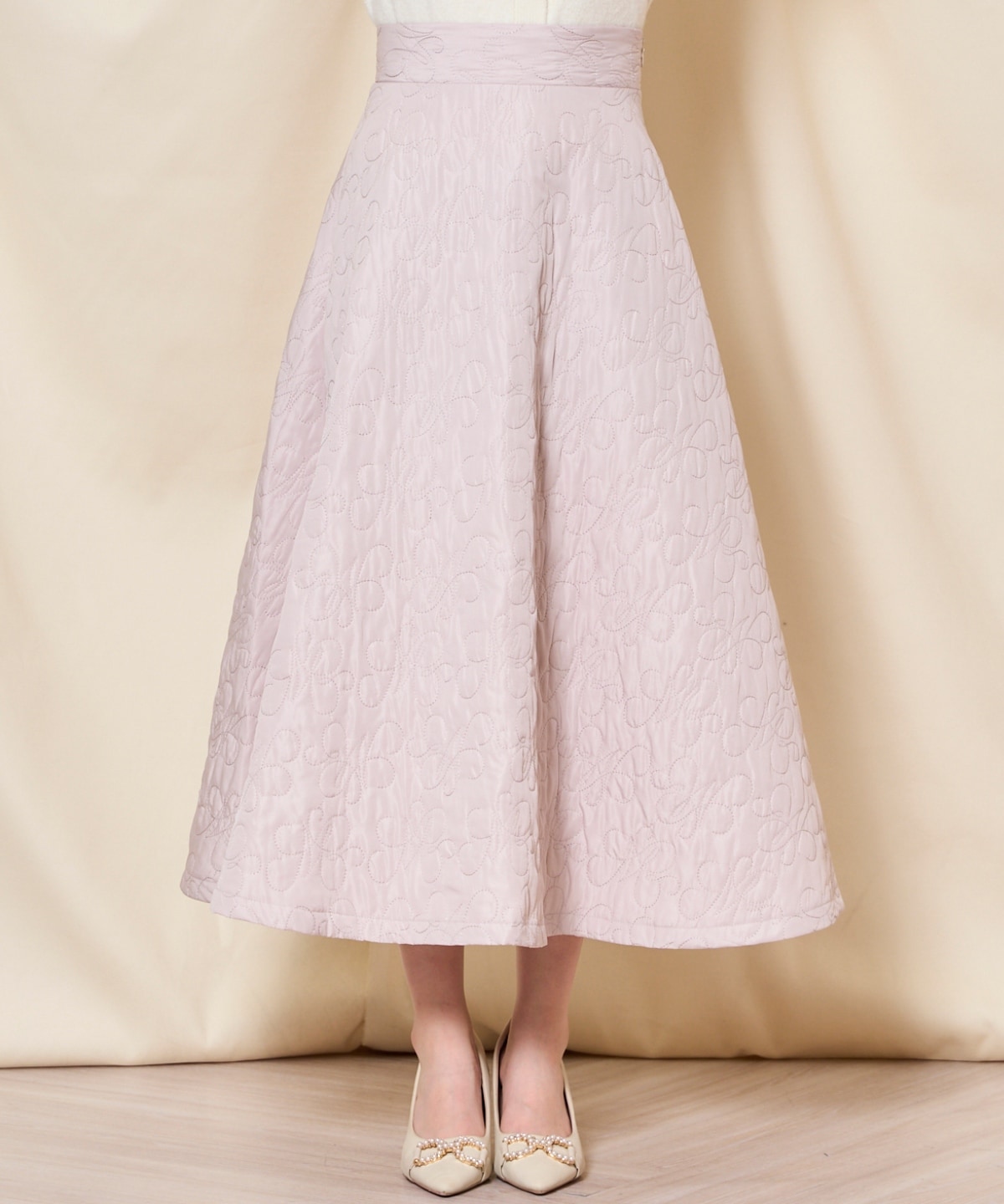 キルティングボリュームフレアスカート