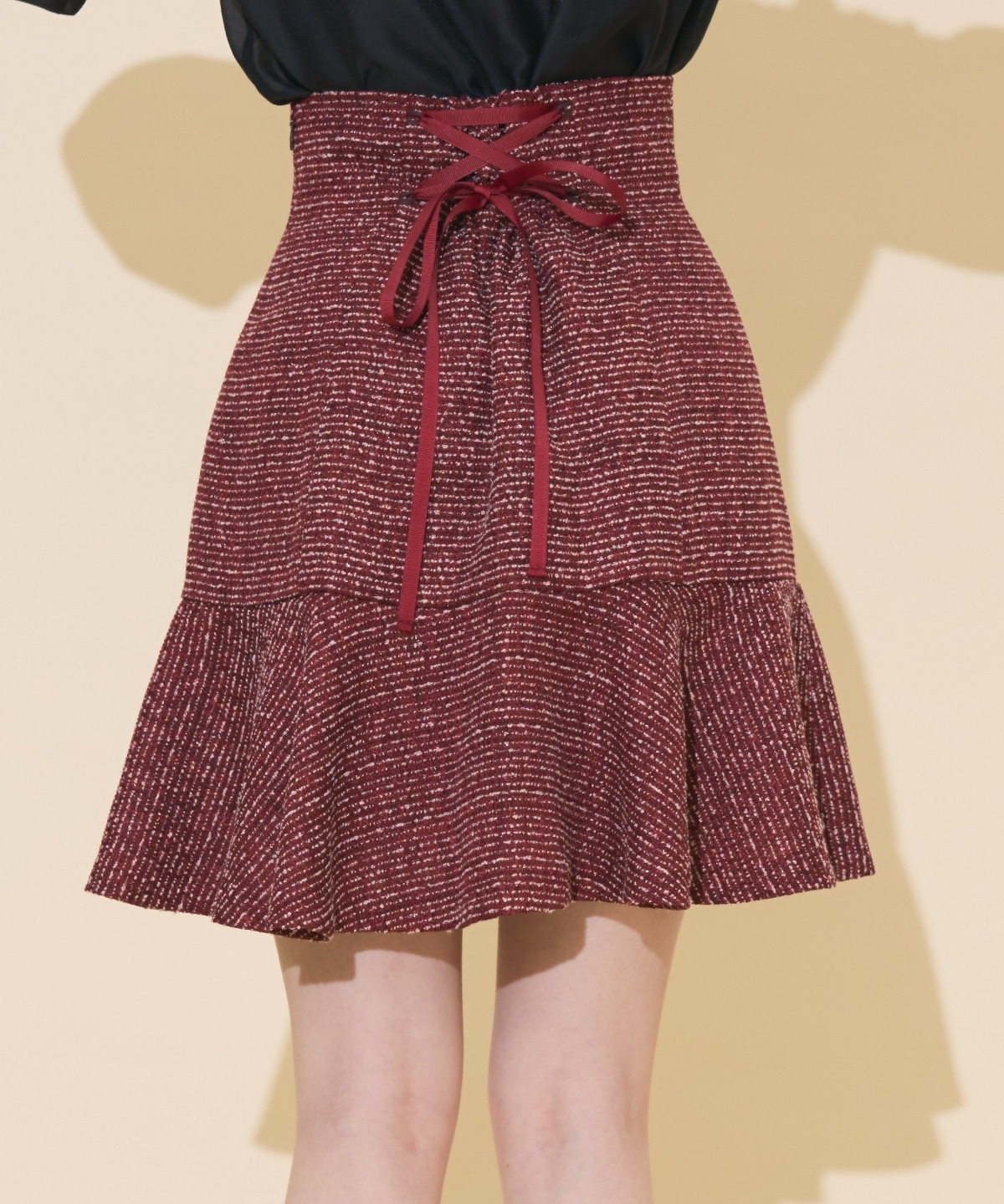 ブレードデザインツイードミニスカート