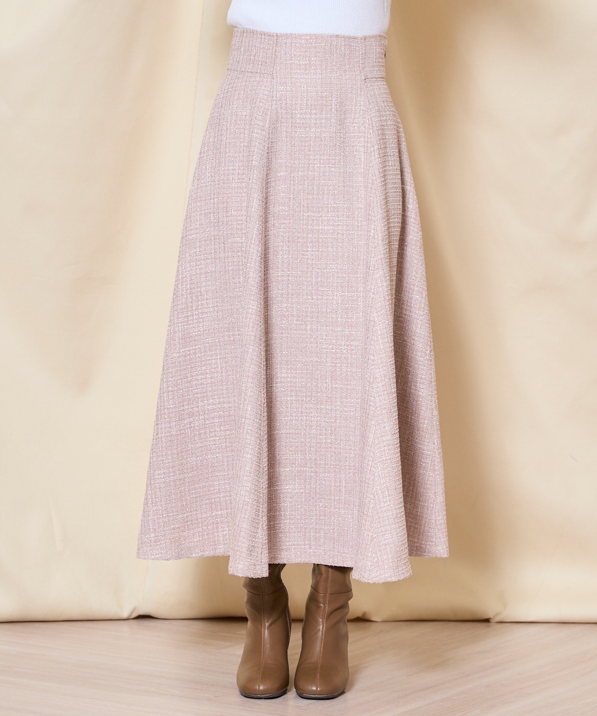 【ツイードセットアップシリーズ】ツイードフレアスカート