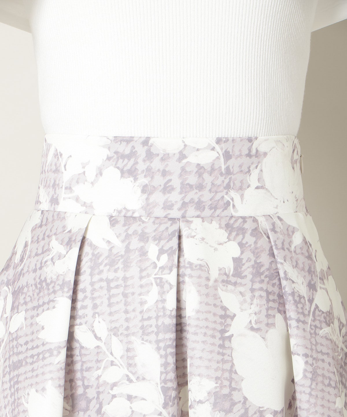 千鳥フラワープリントボリュームタックスカート