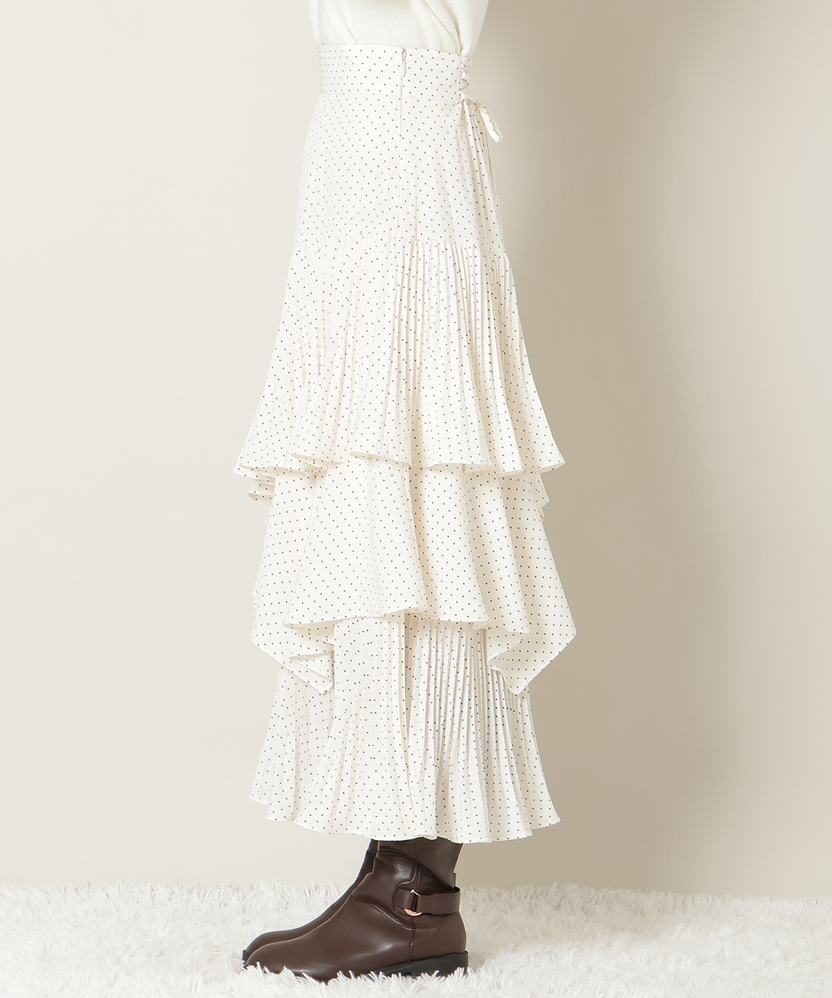 プリーツシフォンティアードスカート