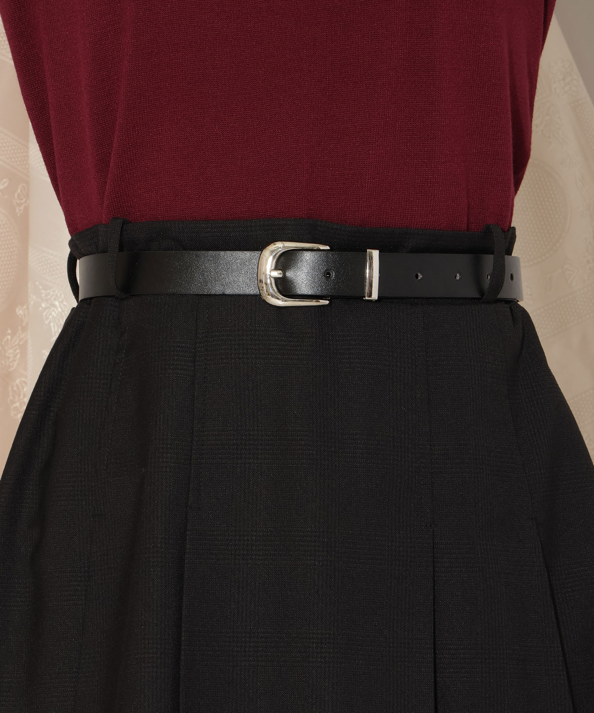 ベルト付きプリーツミニスカート