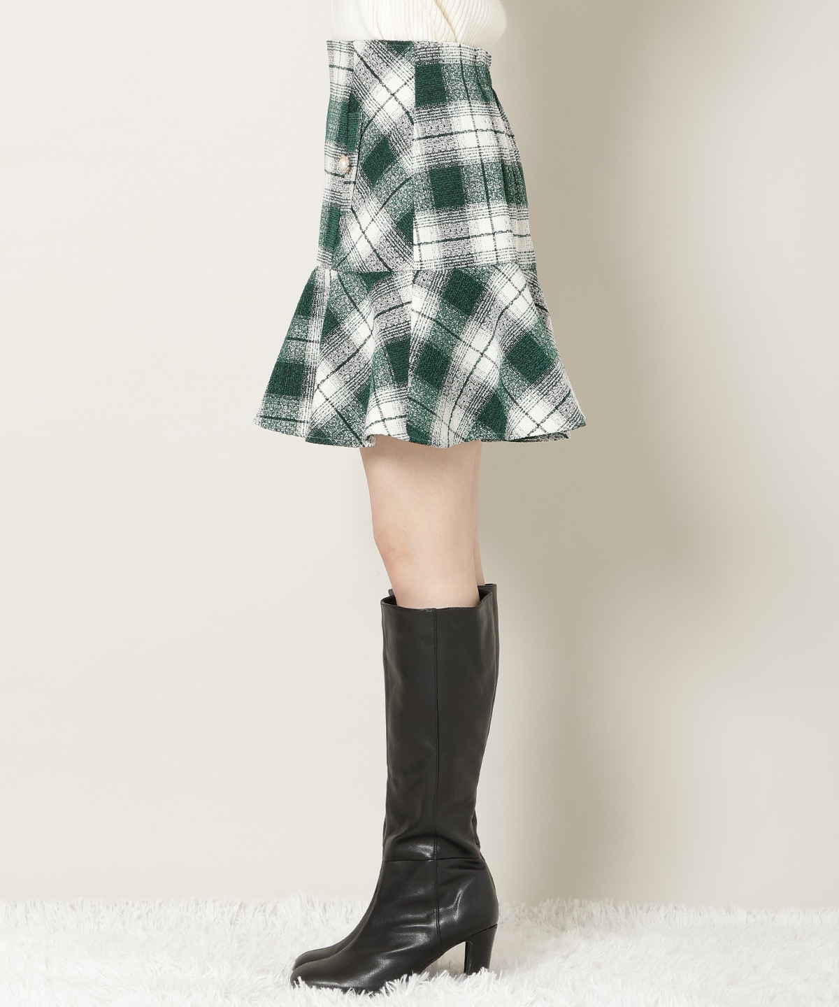 ヘムフレアツイードミニスカート